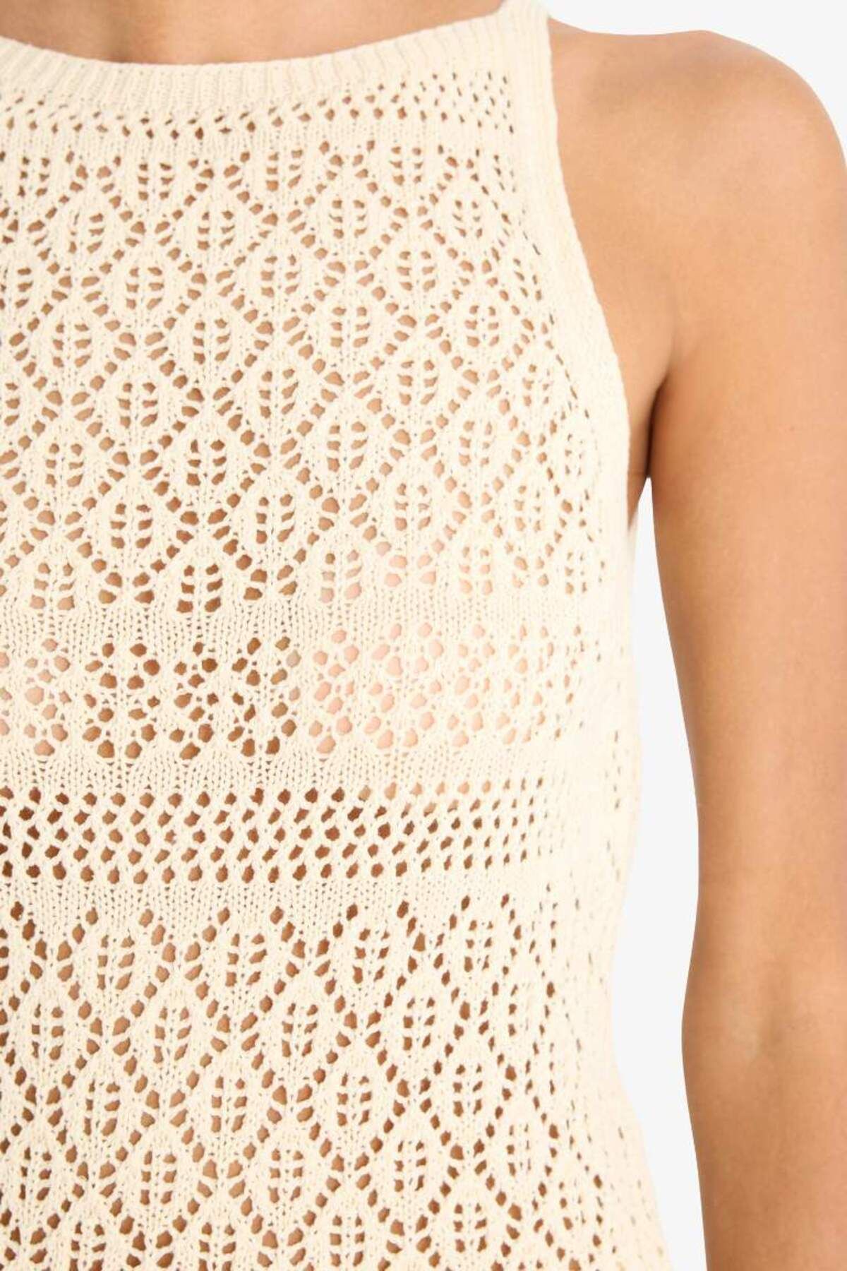 DeFacto-Regular Fit Halter Neck Openwork Tank Top F1495Ax25Sm 4