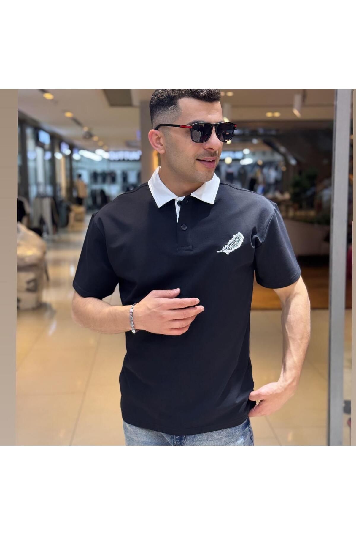 Fanolik %100 Pamuk Düğmeli Oversize Polo Yaka T Shirt Erkek Polo Yaka T Shirt