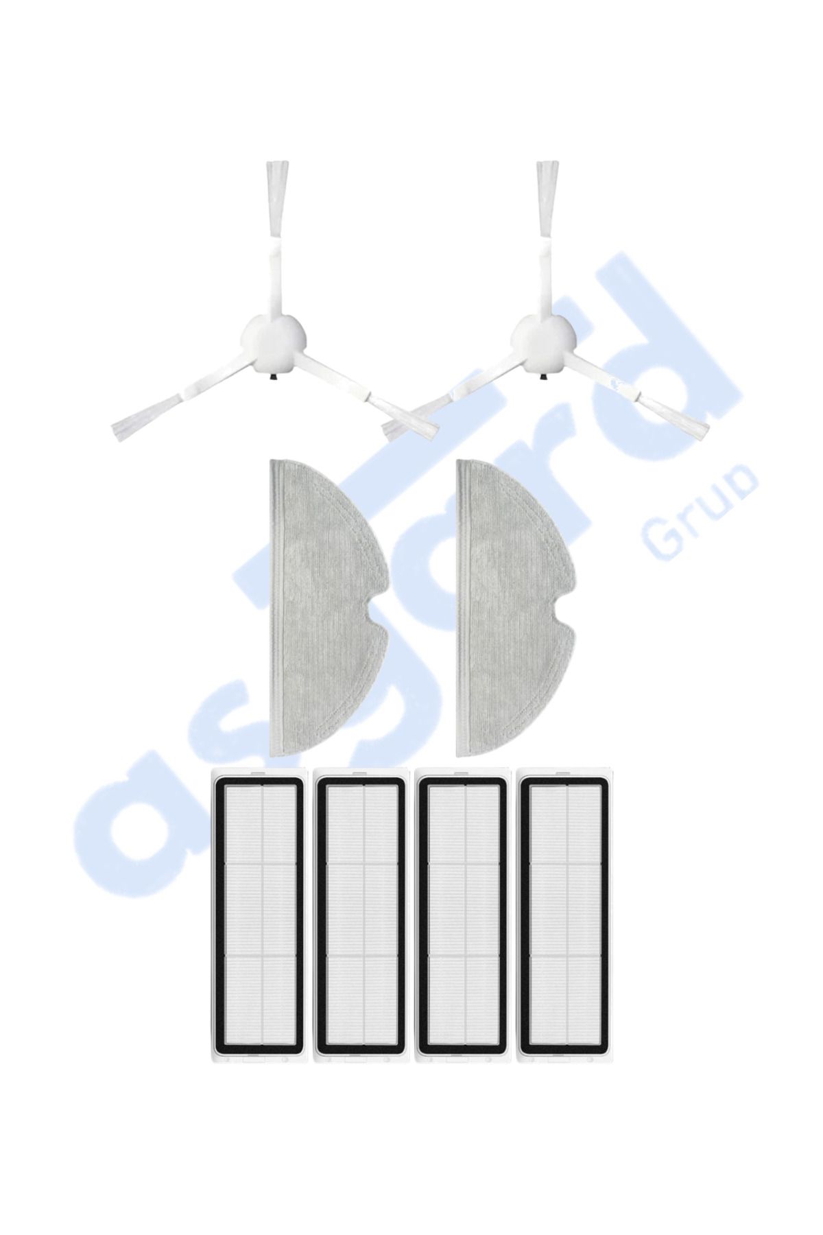 Asgard Grup Xiaomi 1C,2C,Mop 2 Uyumlu 2 Yan Fırça 4 Filtre 2 Mop