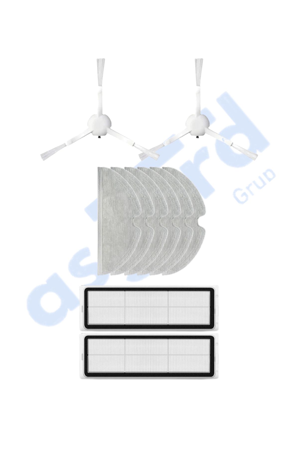 Asgard Grup Xiaomi 1C,2C,Mop 2 Uyumlu 2 Yan Fırça 2 Filtre 6 Mop