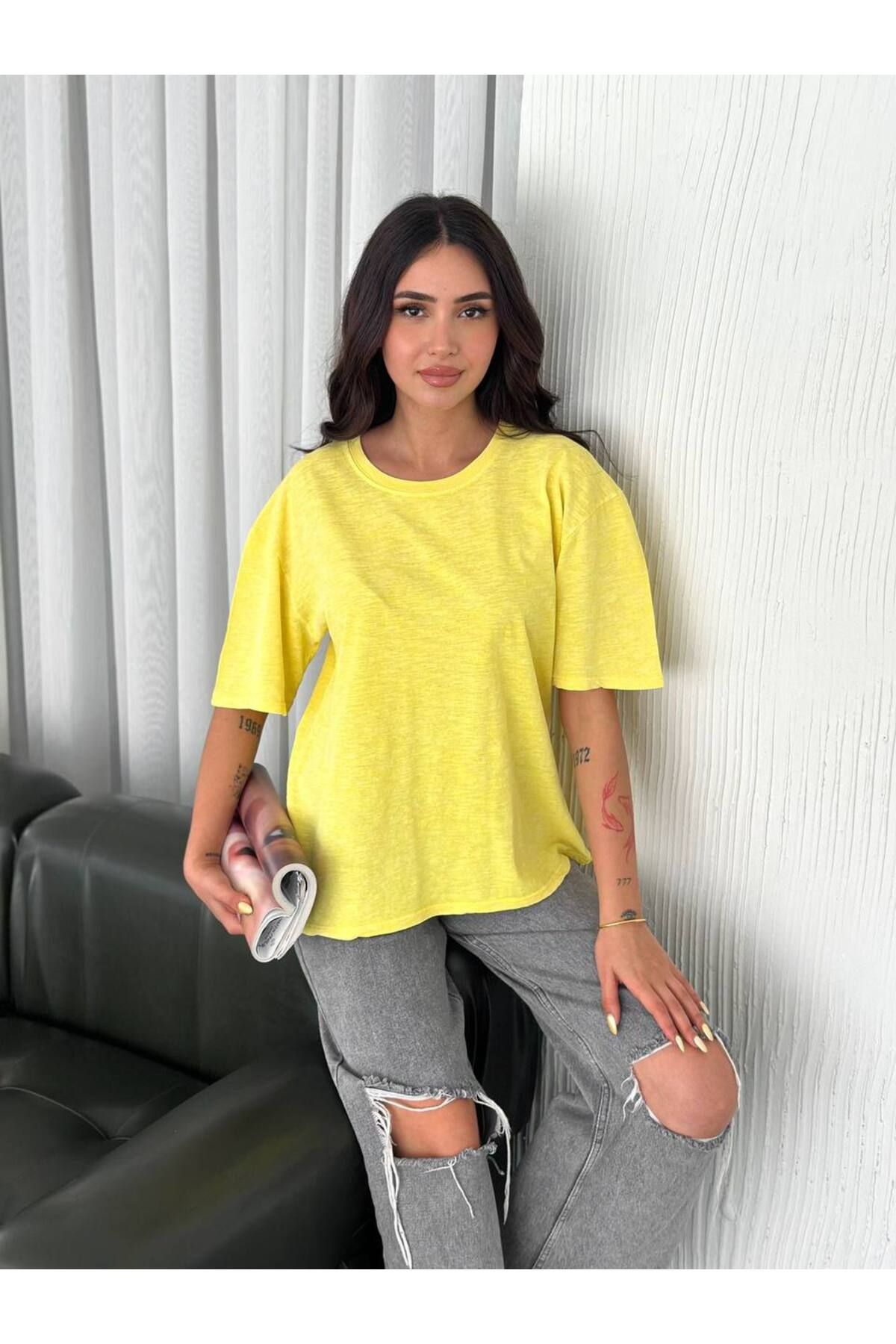 Noa Noa Renkli Yıkamalı Oversize T-Shirt