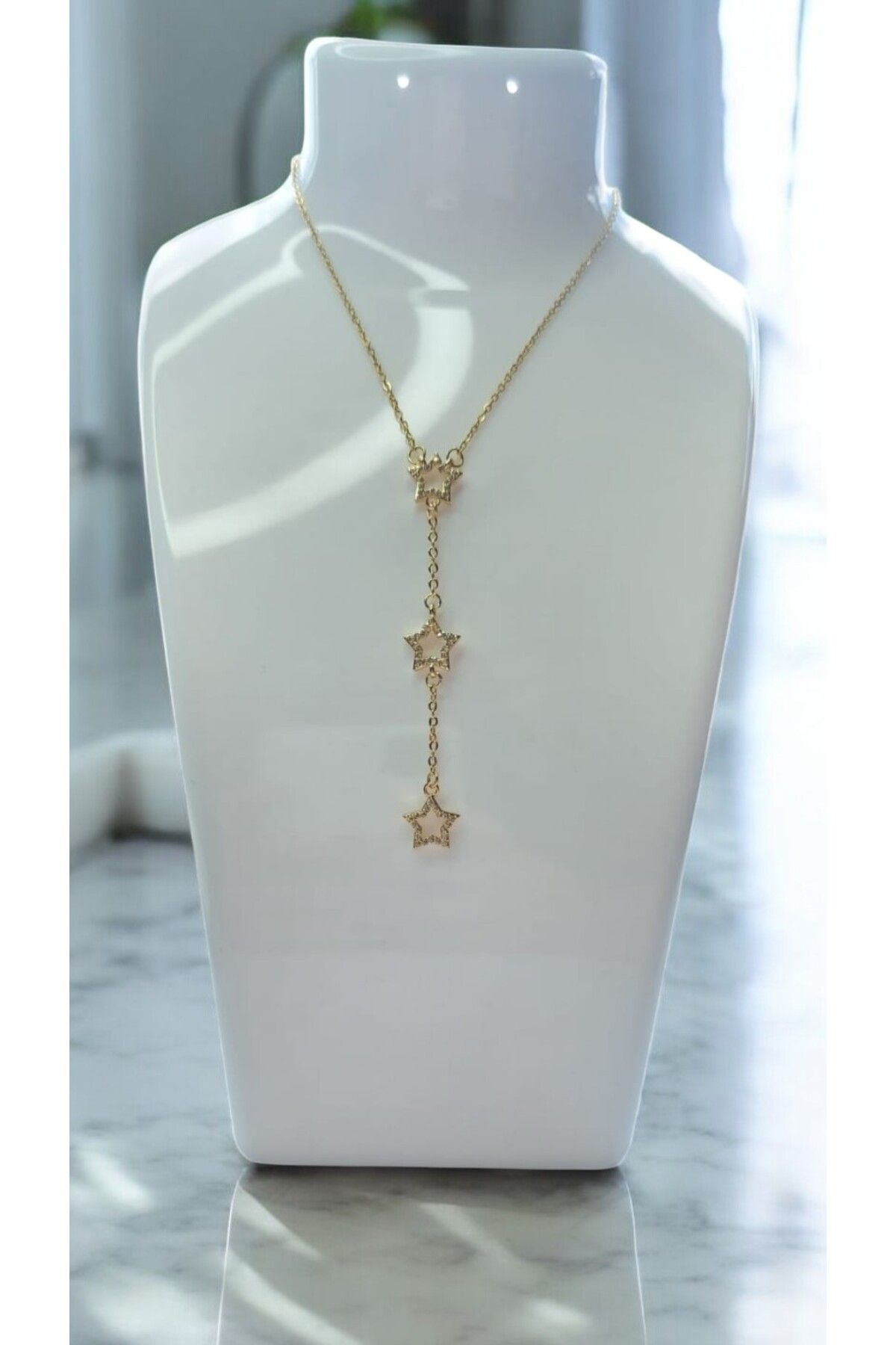 NOVA JEWELLERY Zirkon Taşlı Paslanmaz Çelik Kolye |STEEL NECKLACE