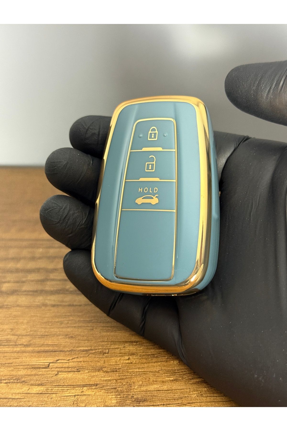 Mavi Keys Toyota Corolla, C-HR, Land Cruiser Smart Uyumlu 3 Düğmeli Silikon Anahtar Kumanda Nano Kılıf – Gri