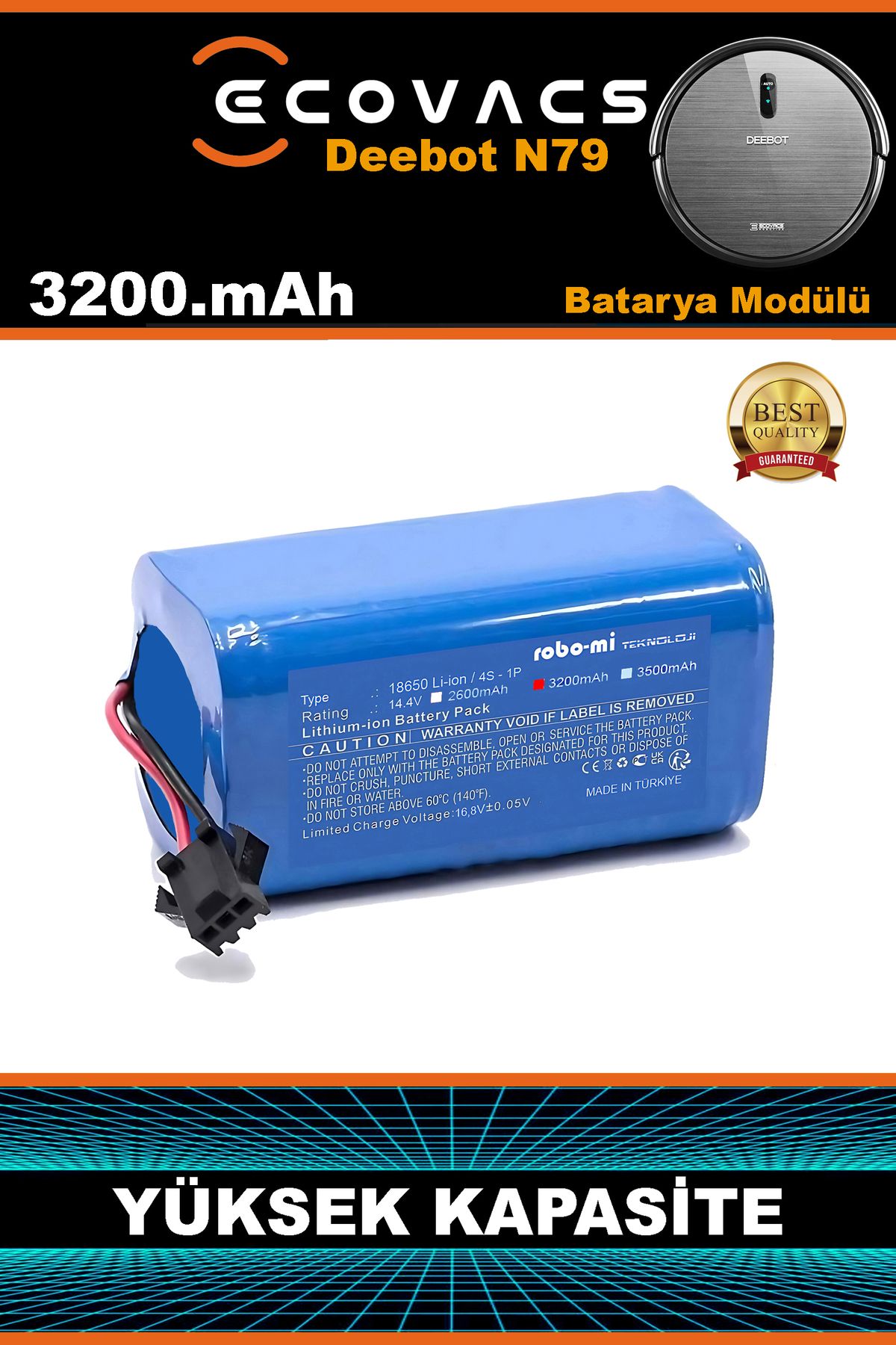 robo-mi EcovacsDeebot N-79 3200mAhRobot Süpürge Bataryası - Gerçek Kapasite, Maksimum Güvenlik