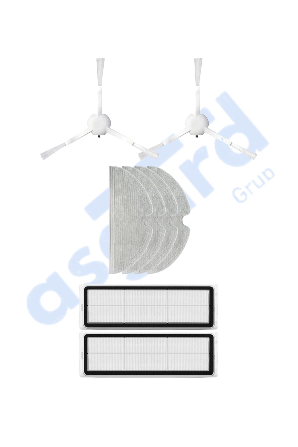 Asgard Grup Xiaomi 1C,2C,Mop 2 Uyumlu 2 Yan Fırça 2 Filtre 4 Mop