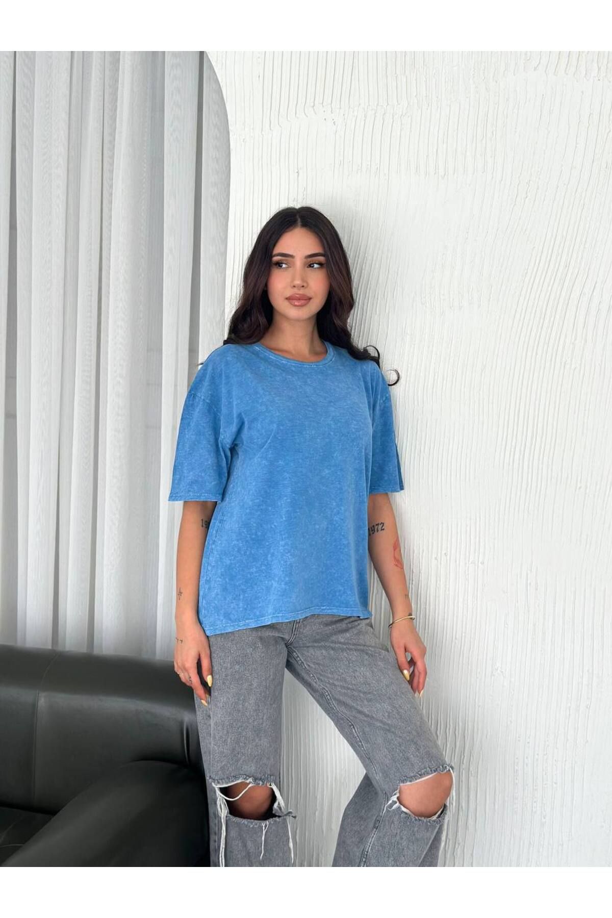 Noa Noa Renkli Yıkamalı Oversize T-Shirt