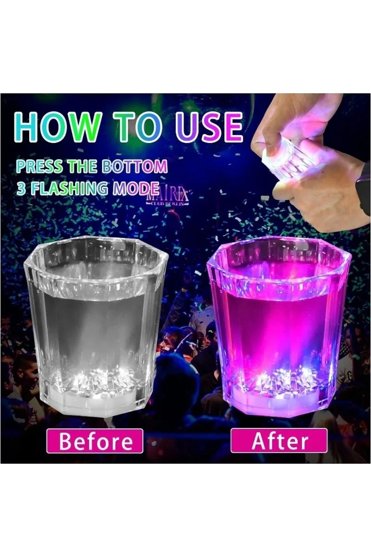 OurStyles Renkli Led Parlayan Fiber Optik Glow Işıklı Bardak , x , cm - zarif tasarım trend ürün