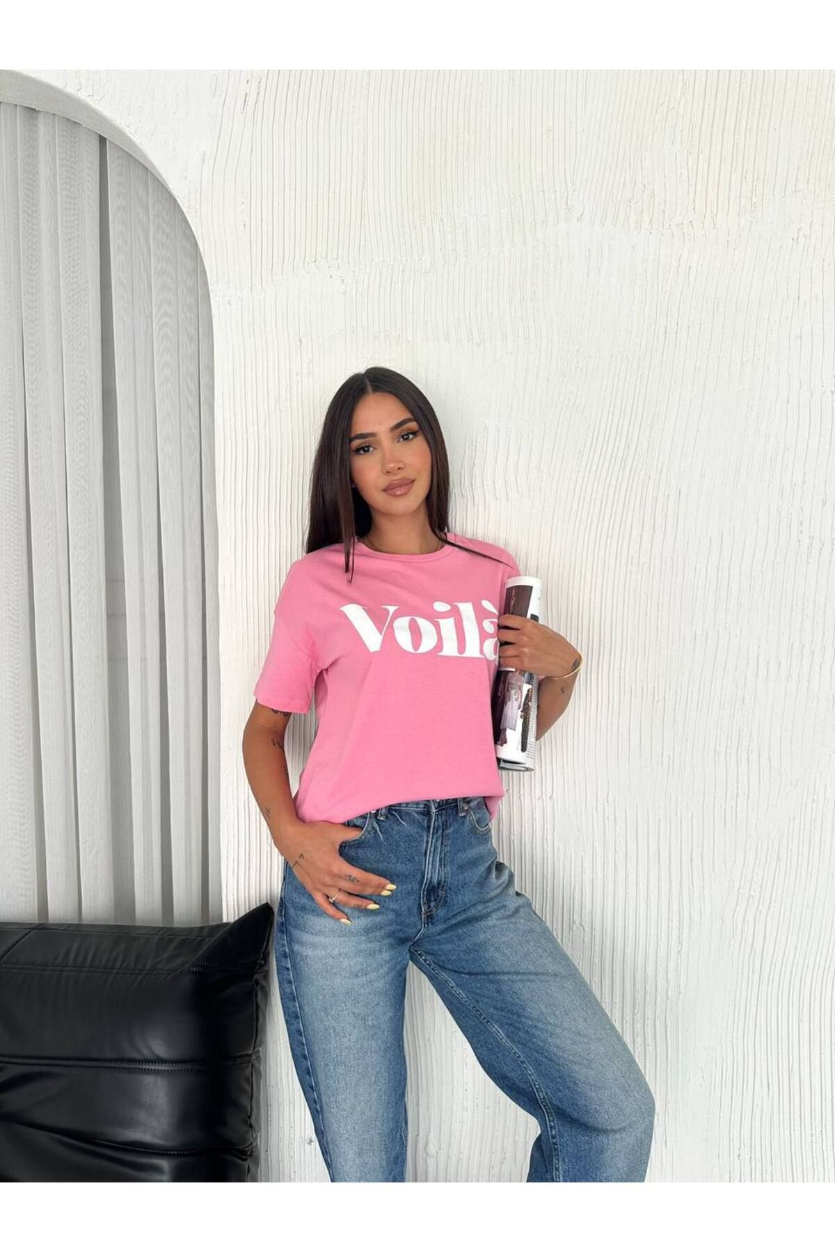 Noa Noa Kısa Kollu Bisiklet Yaka Voila Yazılı T-Shirt