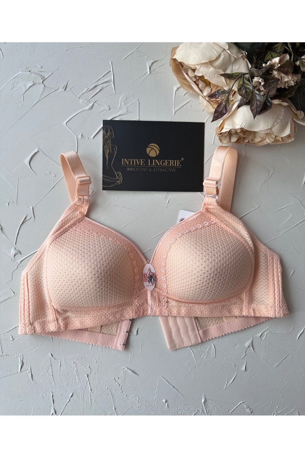 İntive Lingerie Maria Balensiz Delikli Nefes Alan Aksesuarlı Yandan Destekli Kalın Askılı C Cup Toparlayıcı Sütyen
