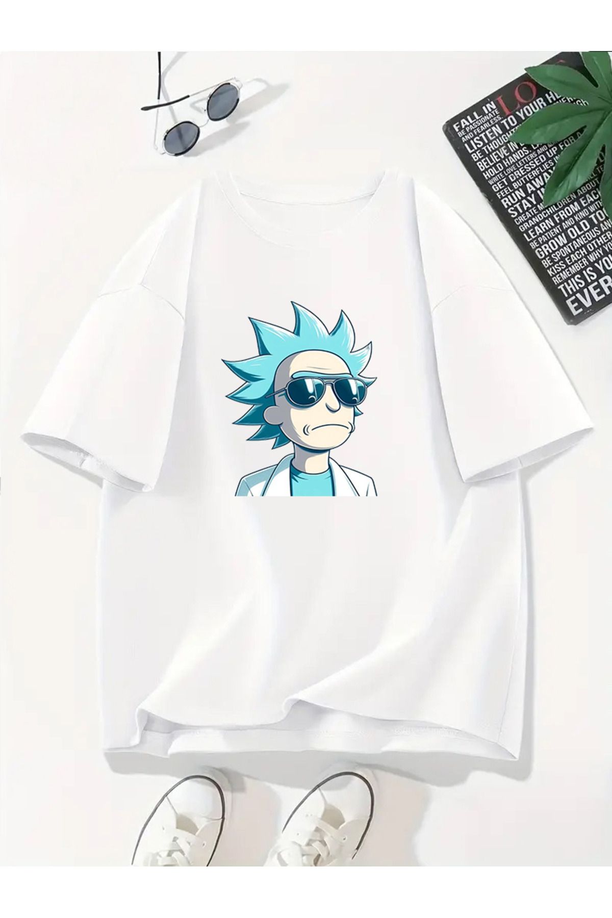 MODA Unisex Oversize Kalıp Ricky Baskılı T-Shirt