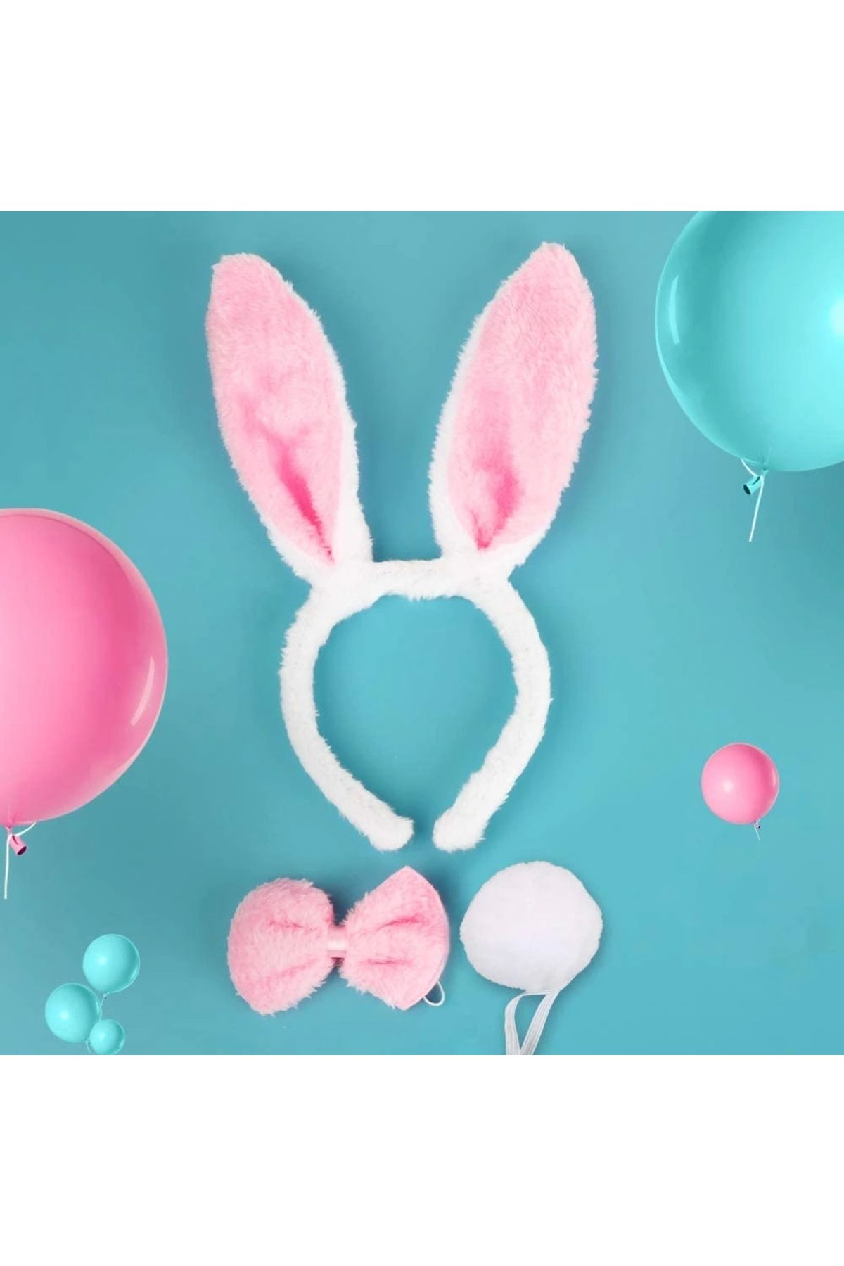 OurStyles Tavşan Kostüm Seti Taç Papyon Kuyruk Pembe Renk - Şık Tasarım Tarz