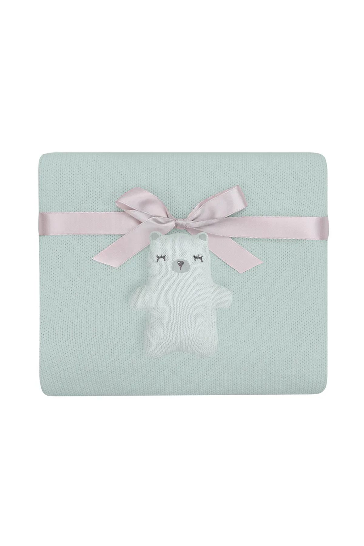 Kikka Boo Bear With Me Mint Örgü Pamuk Battaniye Seti 5 Parça Yenidoğan Uyumlu