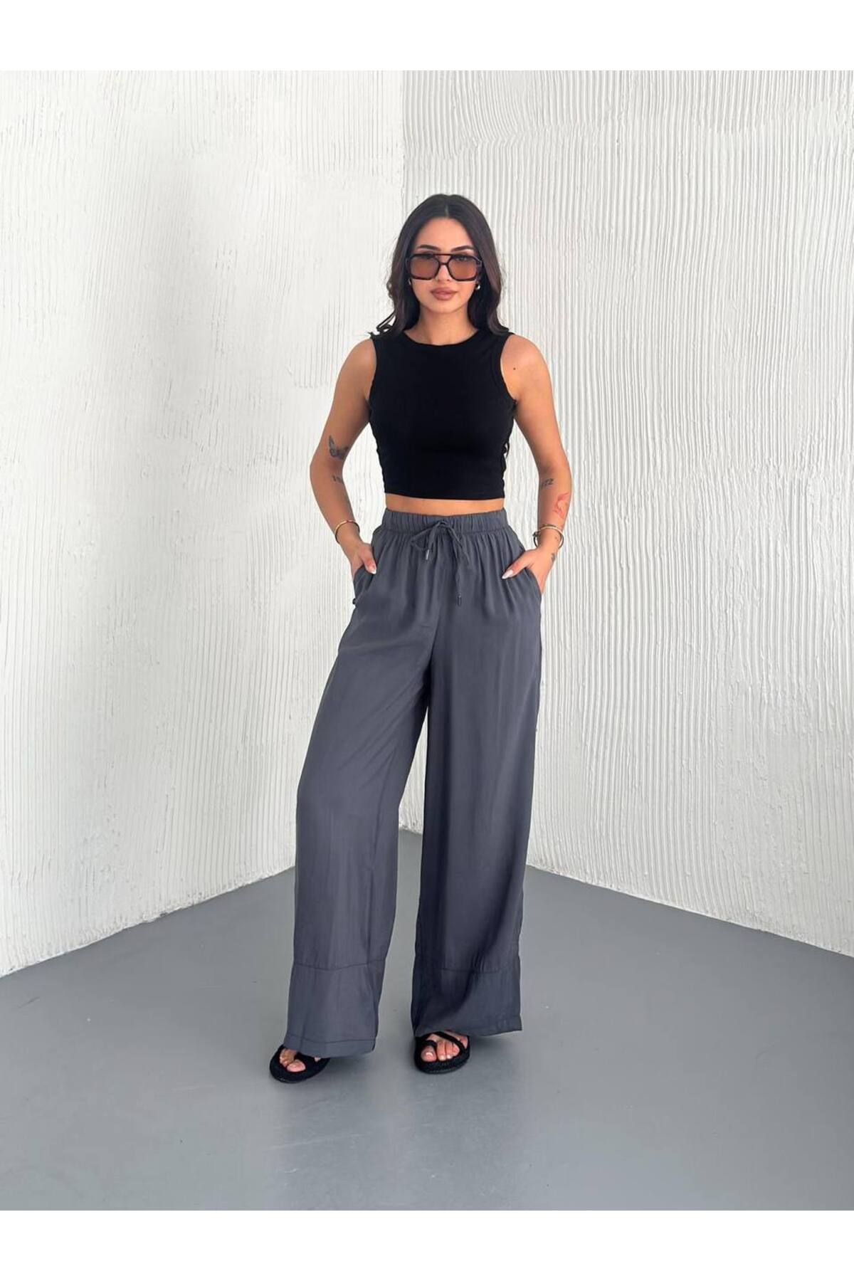 Noa Noa Beli Lastikli Bol Paça Modal Kumaş Pantolon