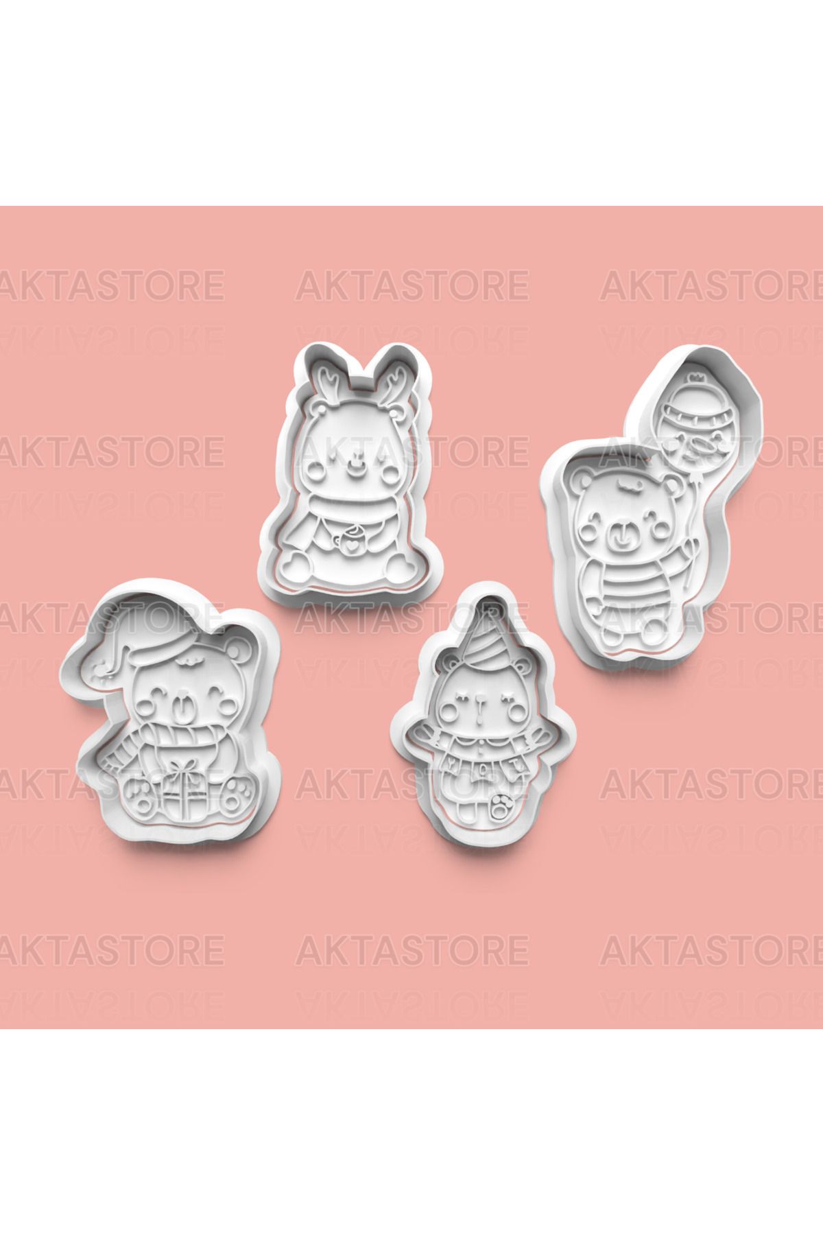 AKTASTORE Oyuncak Figürleri Kurabiye Kalıbı 4'lü set