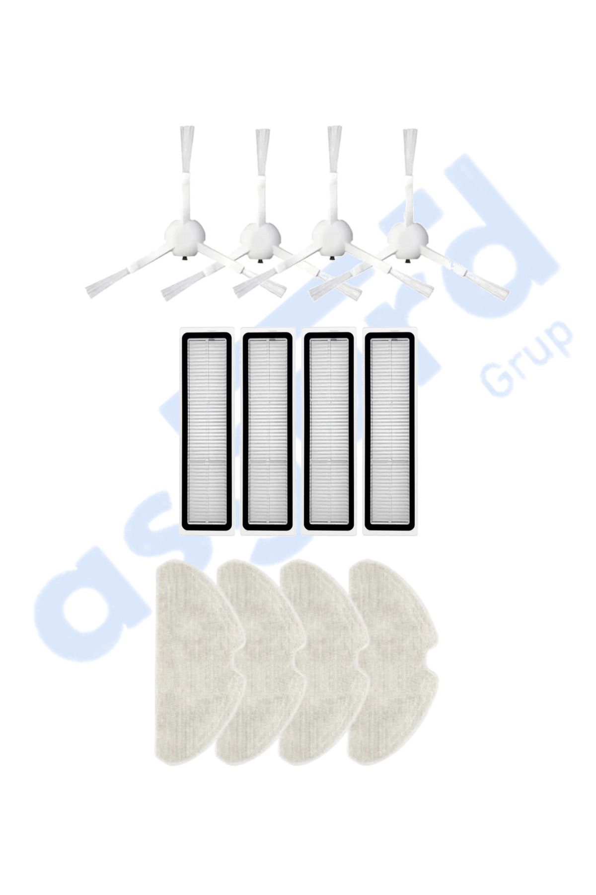 Asgard Grup Dreame D10S, D10S PRO, D9 MAX GEN2 Uyumlu 4 Yan Fırça 4 Filtre 4 Mop