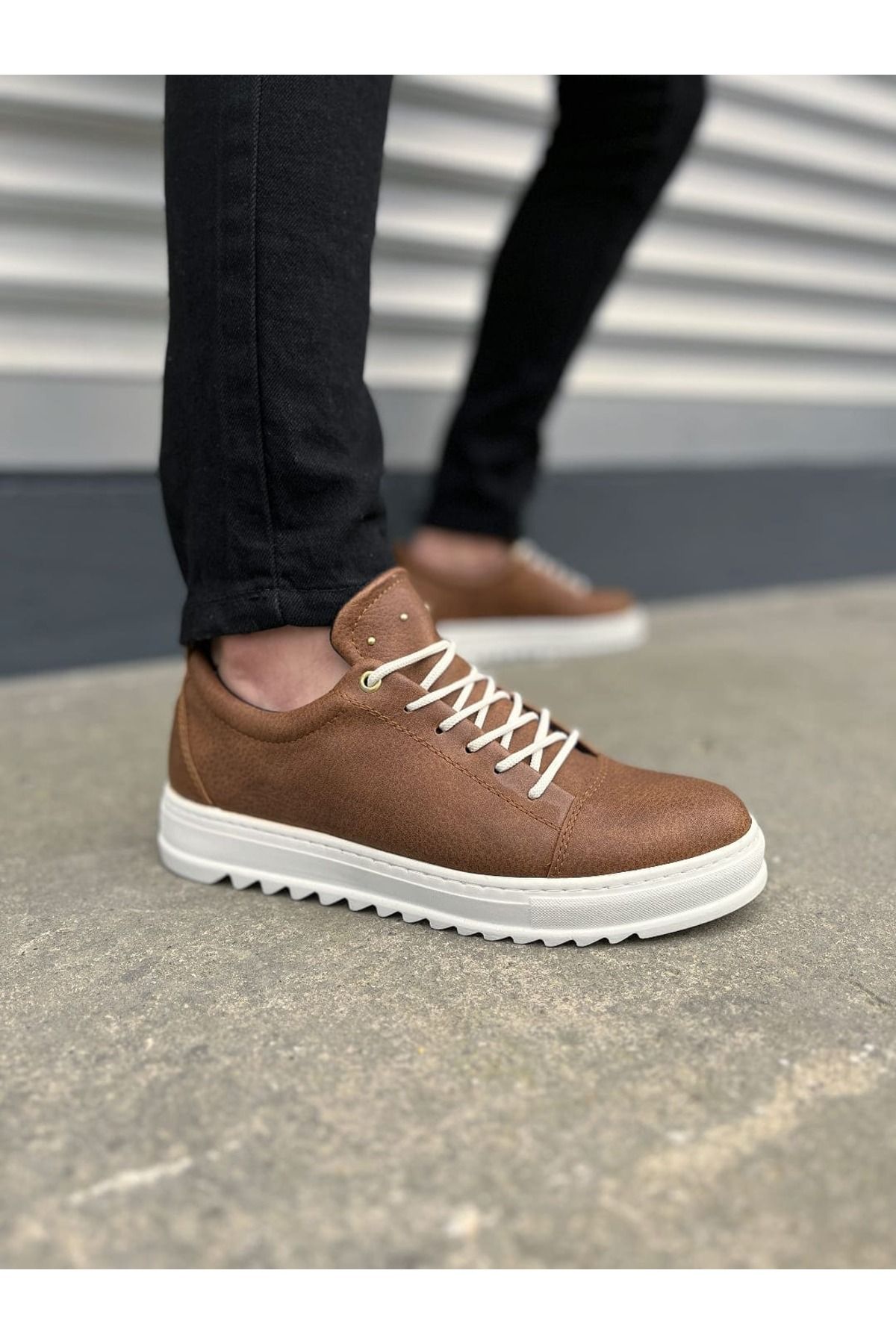 onlinebutik BY152 Cool Bağcıklı Cilt Erkek Günlük Spor Klasik Ayakkabı CBT - Taba
