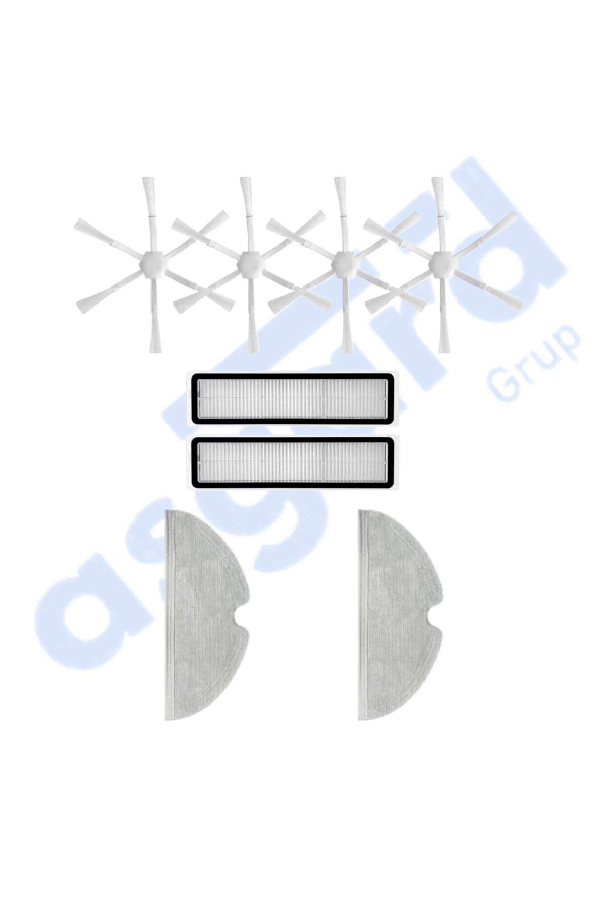 Asgard Grup Dreame D9,D9 Max,L10 Pro,D9 Pro Uyumlu 4 Yan Fırça 2 Filtre 2 Mop