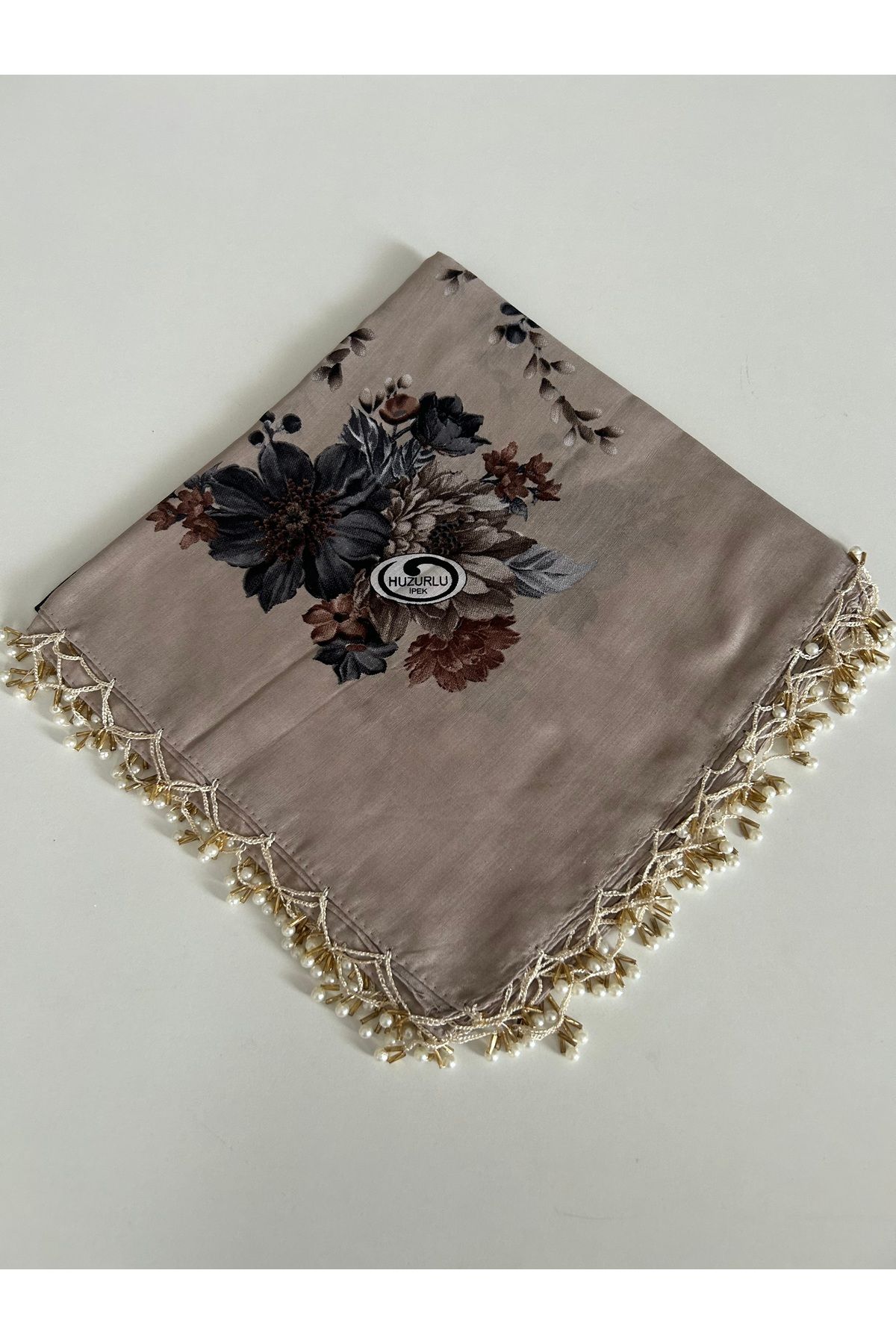 Sümeyye çeyiz El işi El emeği kenarı boncuklu yazma tülbent yemeni çeyizlik hediyelik 100x100cm