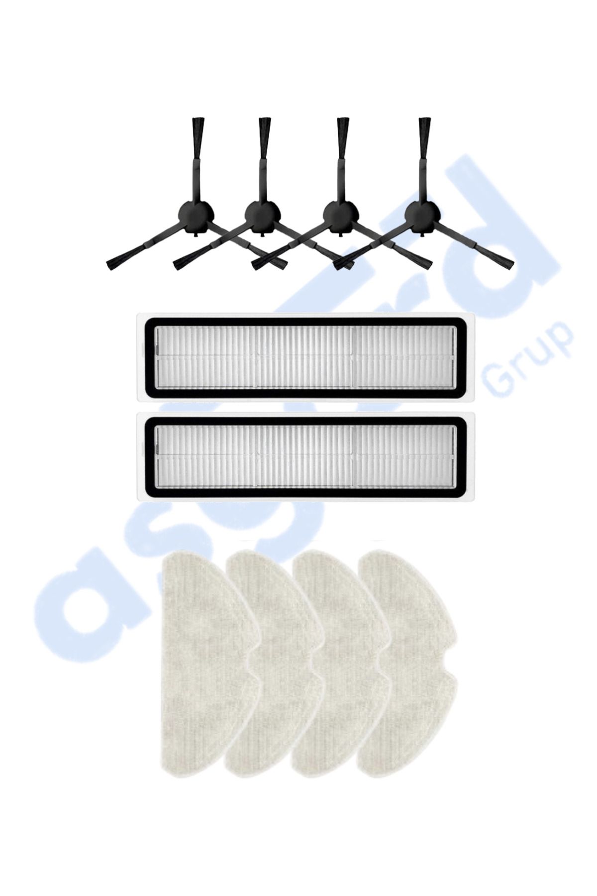 Asgard Grup Dreame D10S, D10S PRO, D9 MAX GEN2 Uyumlu 4 Yan Fırça 2 Filtre 4 Mop
