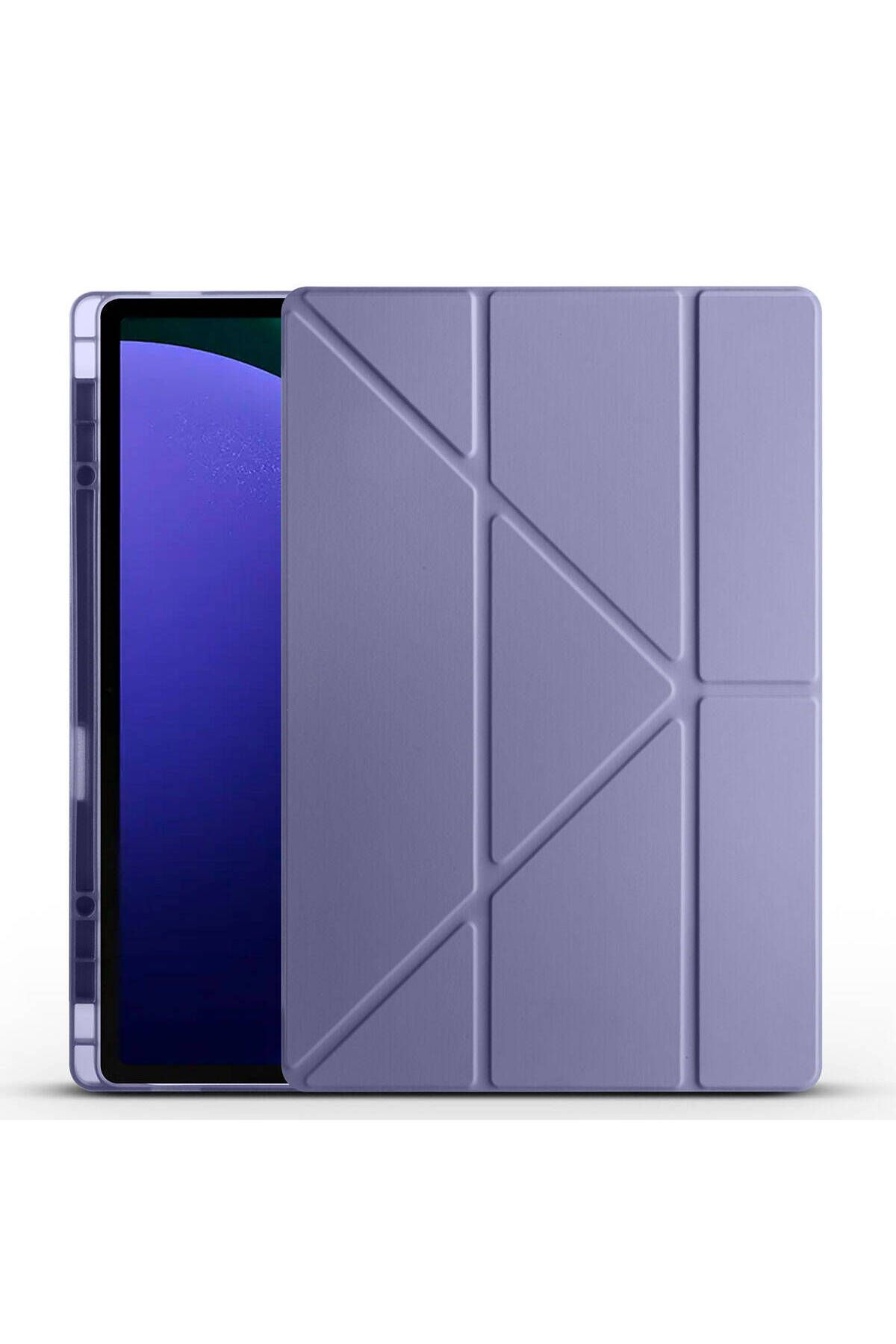 Teknodur Galaxy Tab S10 Ultra Kılıf TKDR Tri Folding Kalem Bölmeli Standlı Kılıf - Mor