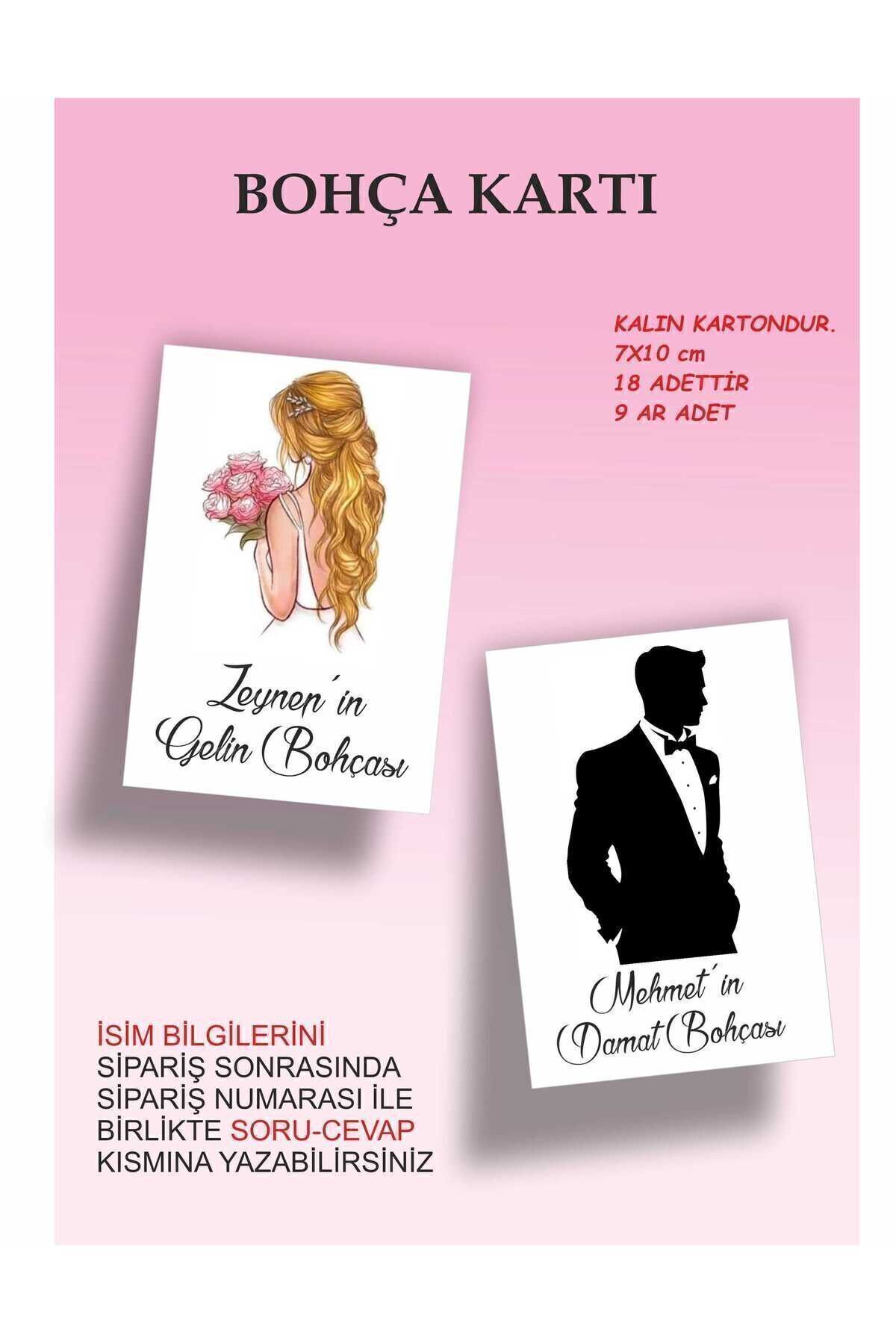 HEDİYE35 Gelin Damat Bohçası Kartları Gelin Çeyiz Bohça Kartı Bohça Kartı 18 Adet 7x10 Cm Karton