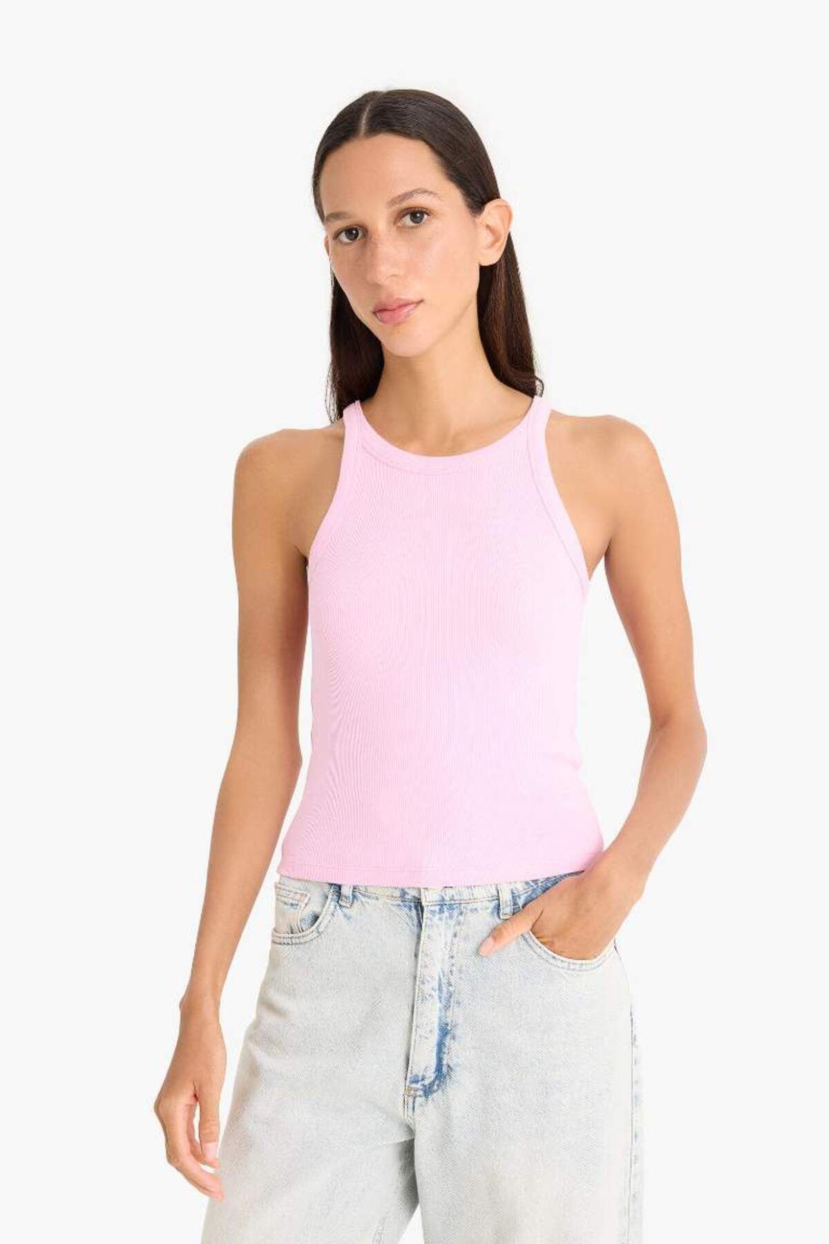 DeFacto-New Season Slim Fit Slim Fit Halter Neck Ribbed Camisole Undershirt 4
