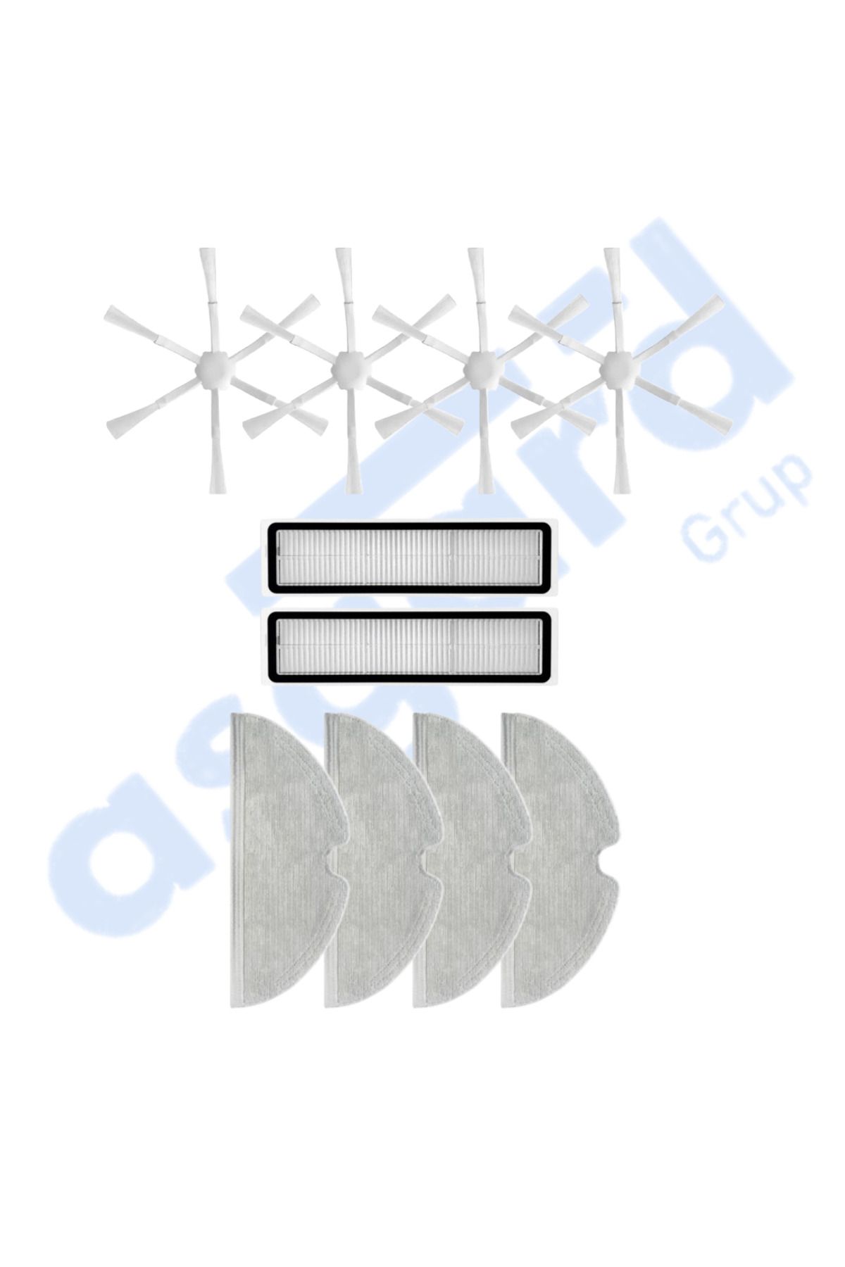 Asgard Grup Dreame D9,D9 Max,L10 Pro,D9 Pro Uyumlu 4 Yan Fırça 2 Filtre 4 Mop