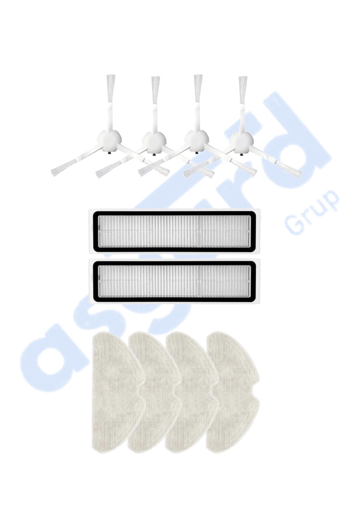 Asgard Grup Dreame D10S, D10S PRO, D9 MAX GEN2 Uyumlu 4 Yan Fırça 2 Filtre 4 Mop