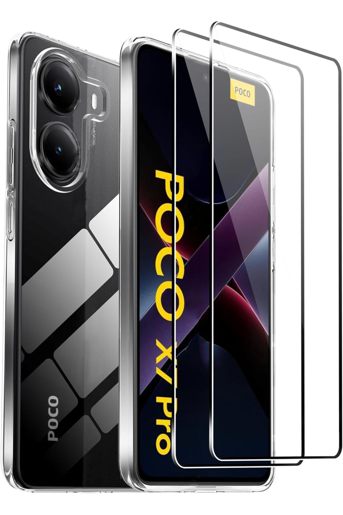 Leybaks Poco X7 Pro Dayanıklı Kaymaz Şeffaf Silikon Kılıf ve Kolay Takılır Ekran Koruyucu
