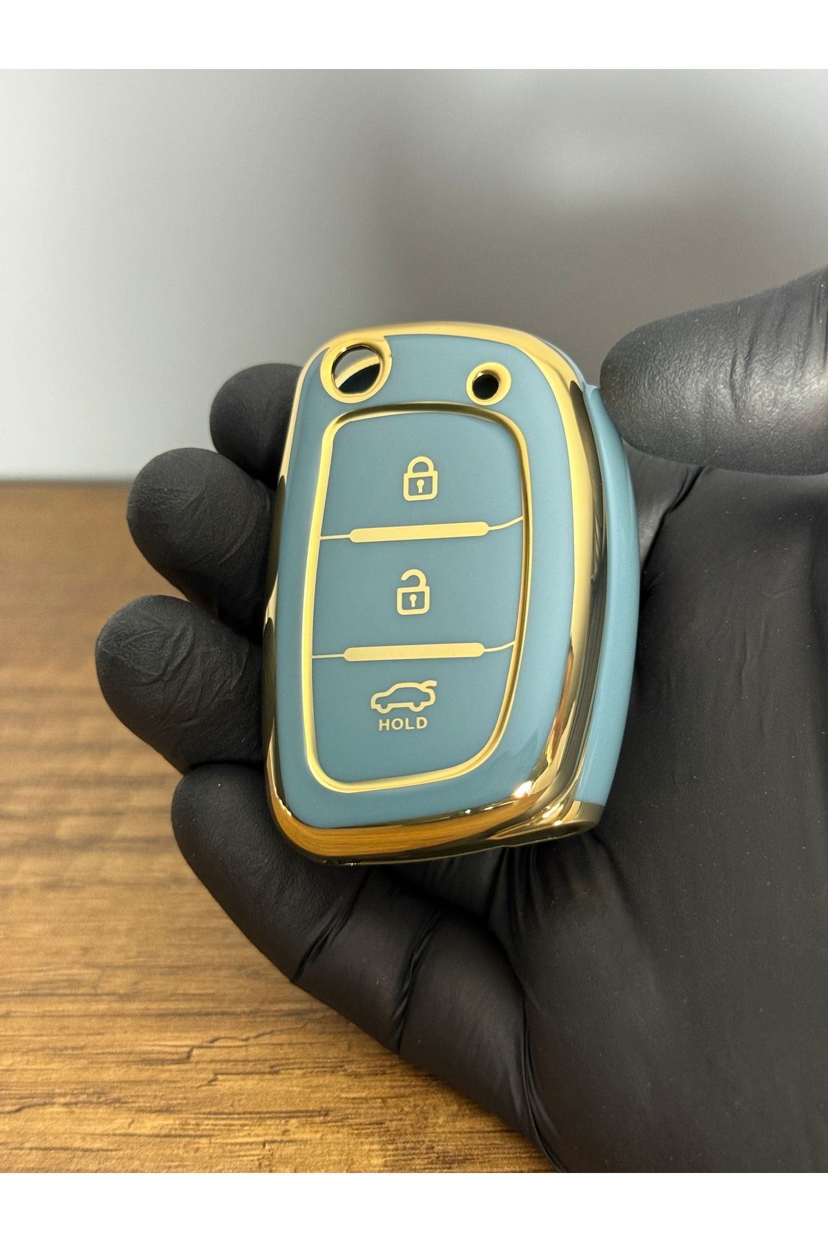 Mavi Keys Hyundai i20 Accent Sonata 2011-2018 Arası Uyumlu Sustalı 3 Düğmeli Silikon Anahtar Kılıfı – Gri Renk