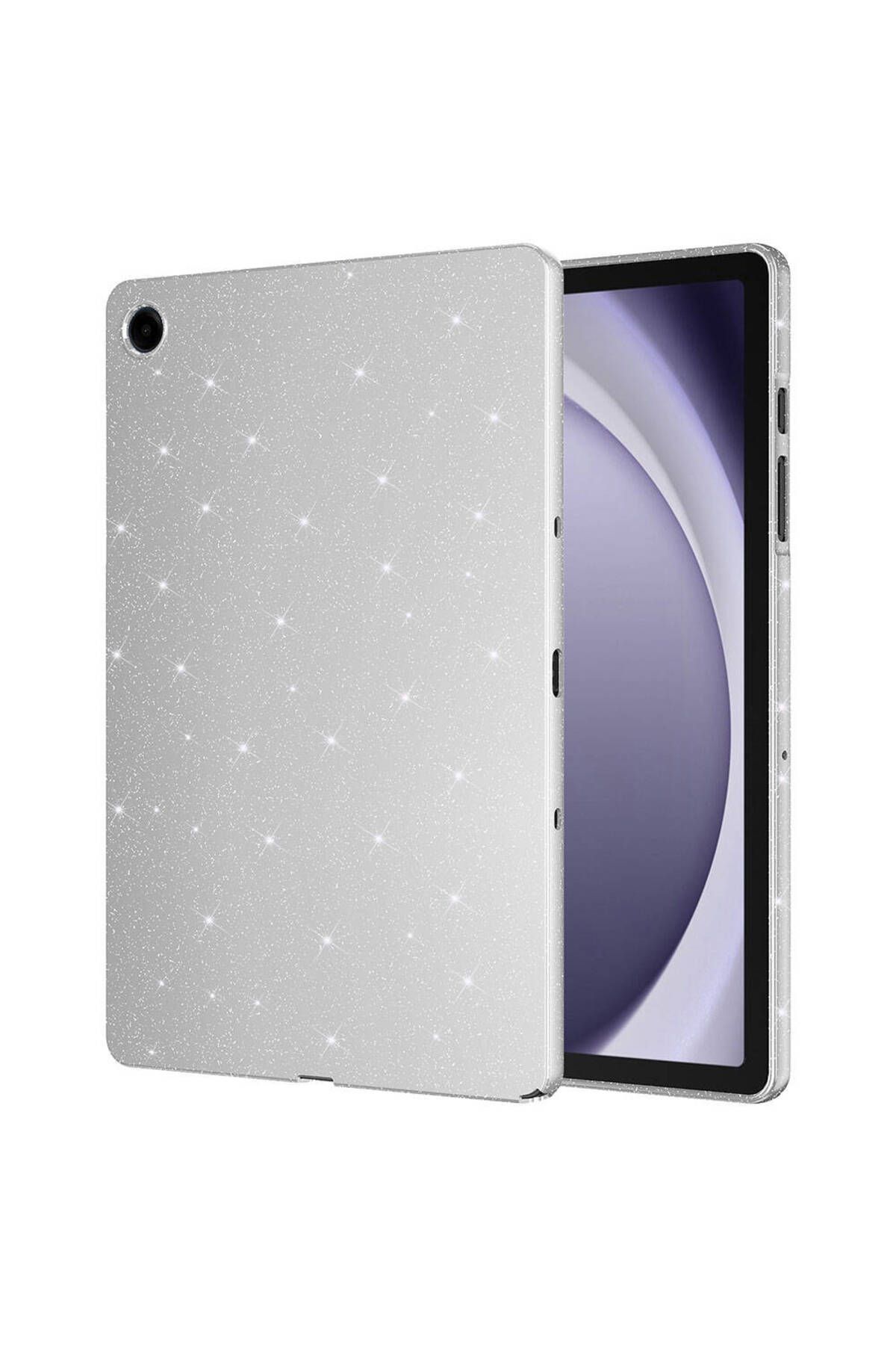 Teknodur Galaxy Tab A9 Plus Simli Parlak Görünümlü Uyumlu TKDR Tablet Koton Kılıf-Gümüş