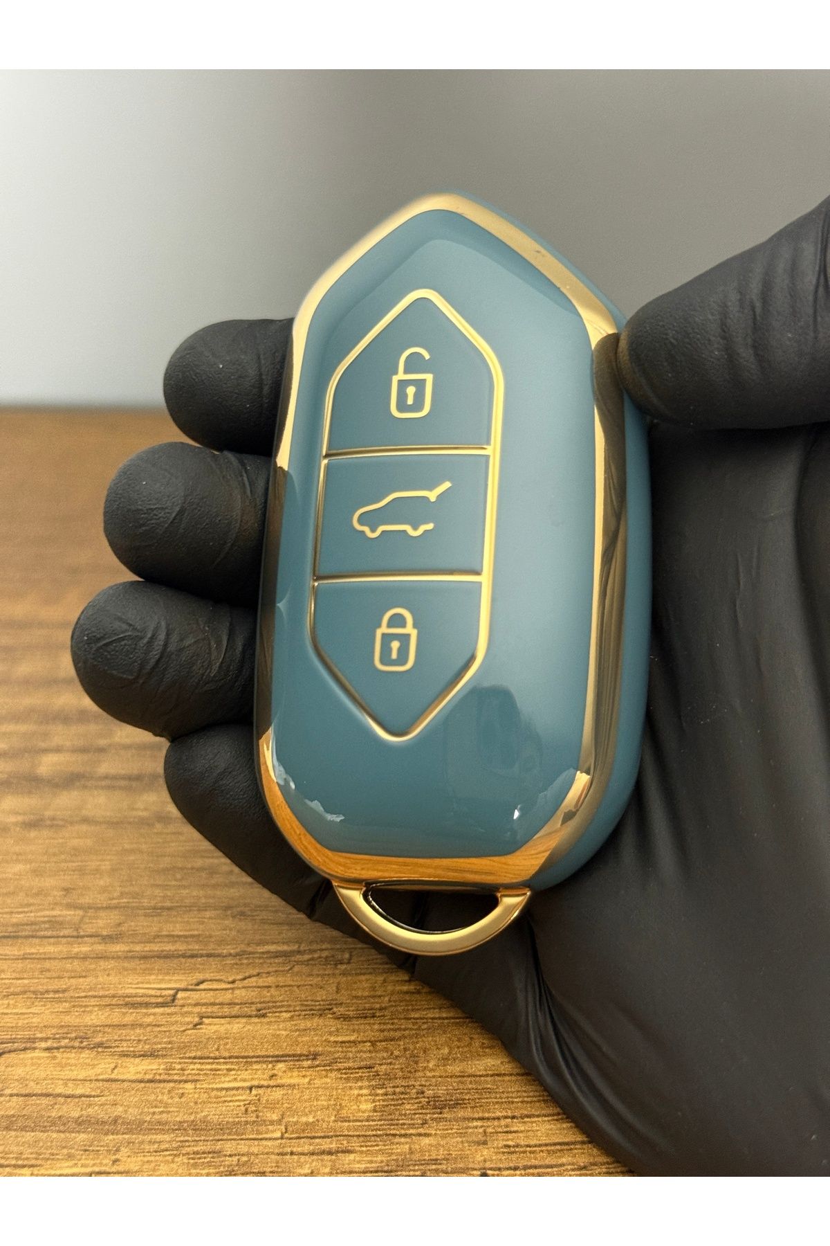 Mavi Keys Togg T10X Smart Uyumlu 3 Düğmeli Silikon Anahtar Kumanda Koruma Kılıfı – Gri Renk