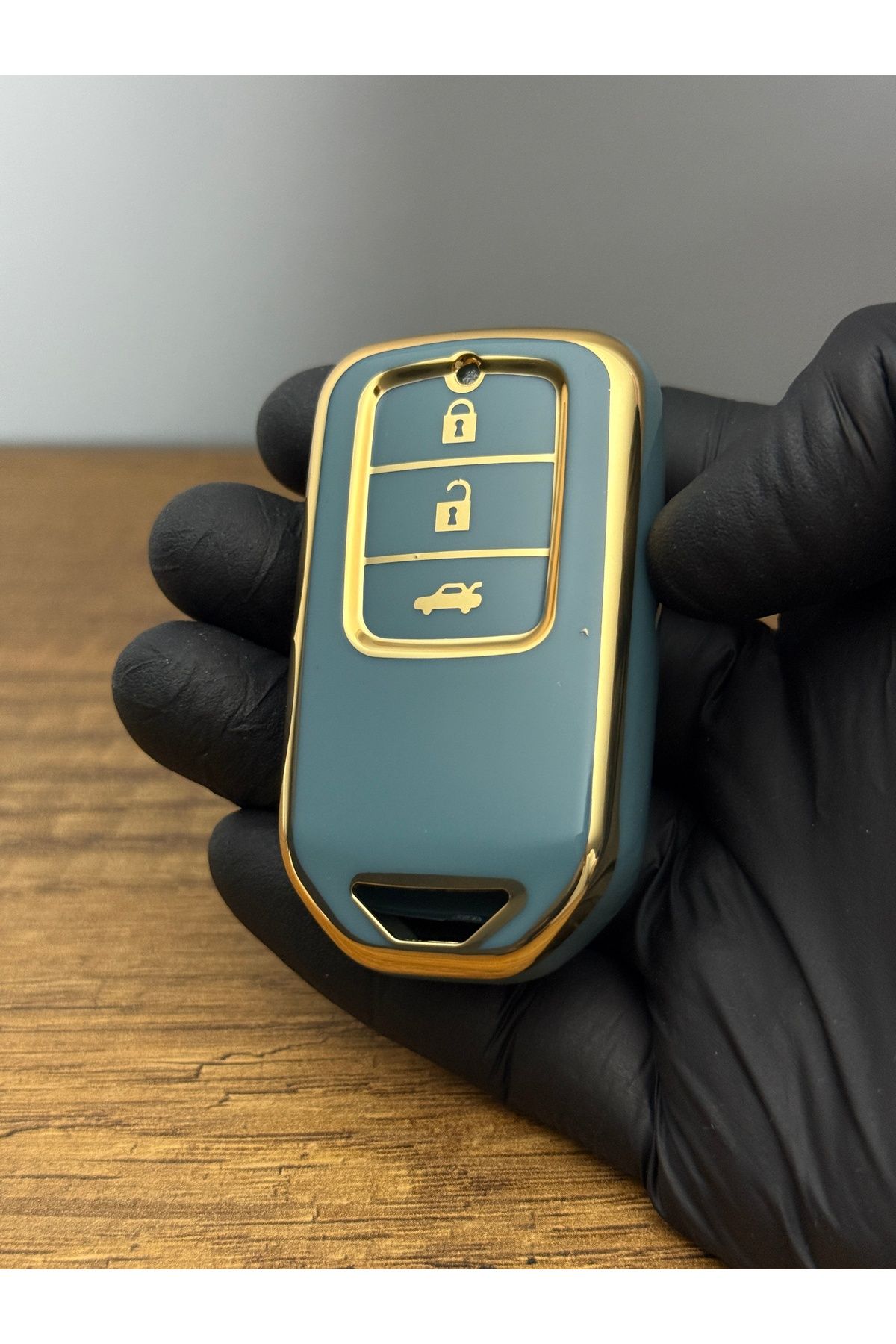 Mavi Keys Honda Civic, CR-V, City Smart Uyumlu 3 Düğmeli Silikon Anahtar Koruma Kılıfı – Nano – Gri Renk