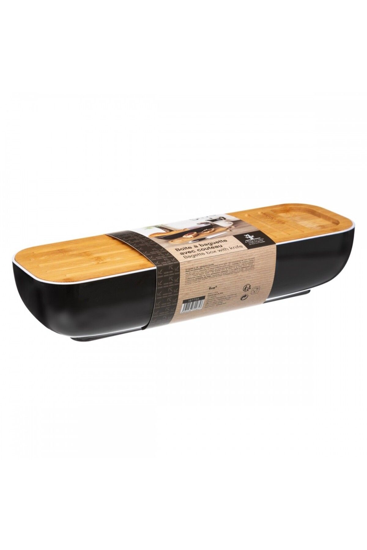 5 five simply smart-Black Baguette bread box, 40 x 12 x 8.5 cm 4