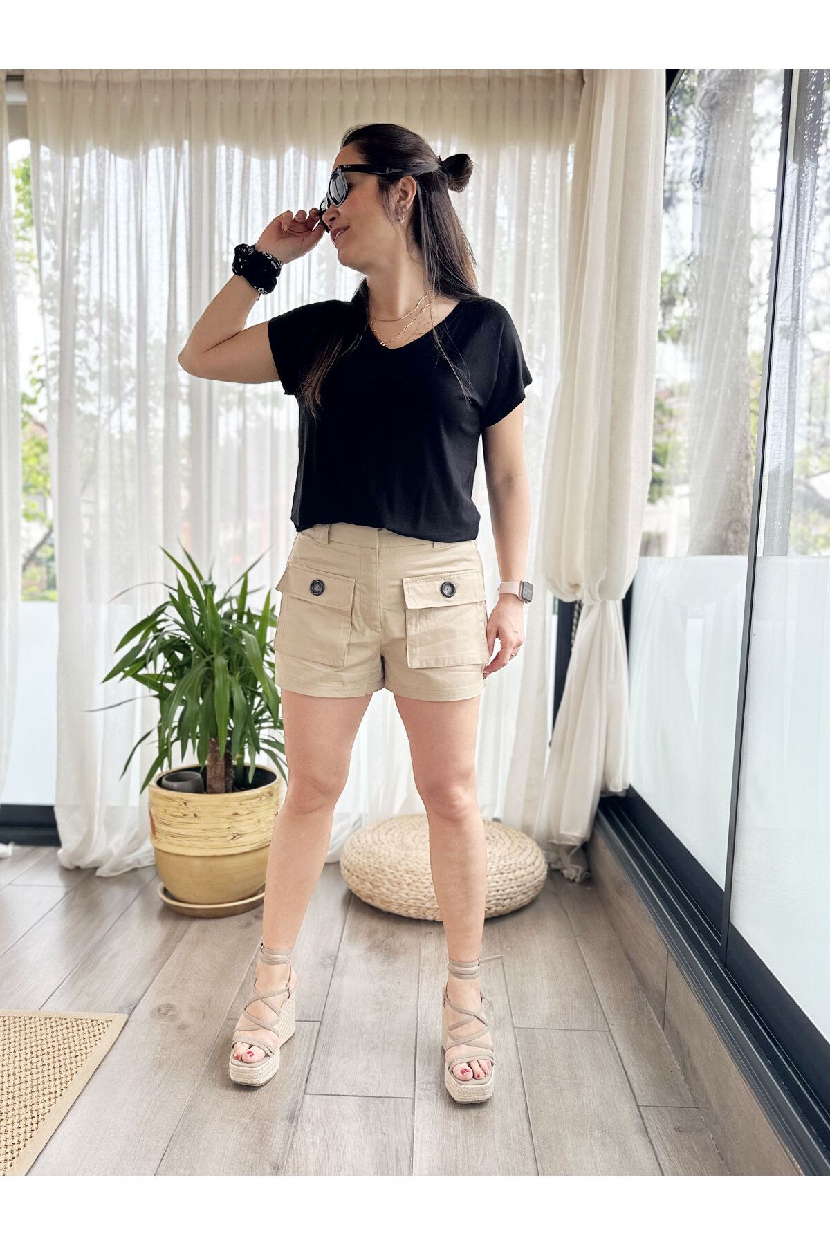 Burcu Özpıranga Forli Kargo Cep Hasır Şort