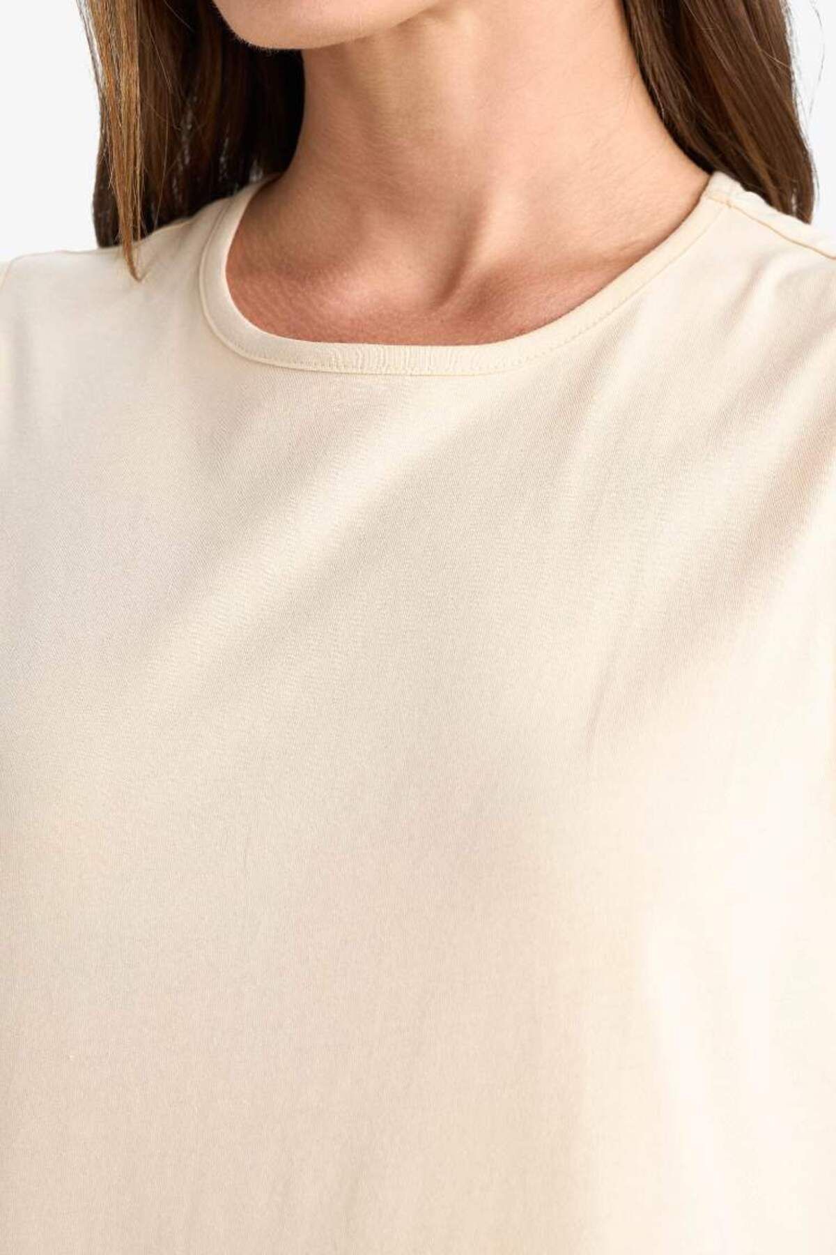 DeFacto-Regular Fit Rundhalsausschnitt Basic Plain gekämmte ärmellose Midi-Kleid C9686ax25sm 4