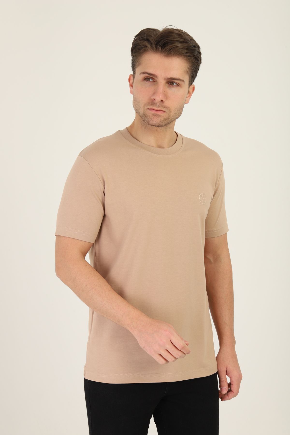 Mavi Soles Erkek Düz Bisiklet Yaka Esnep Pamuklu T-Shirt
