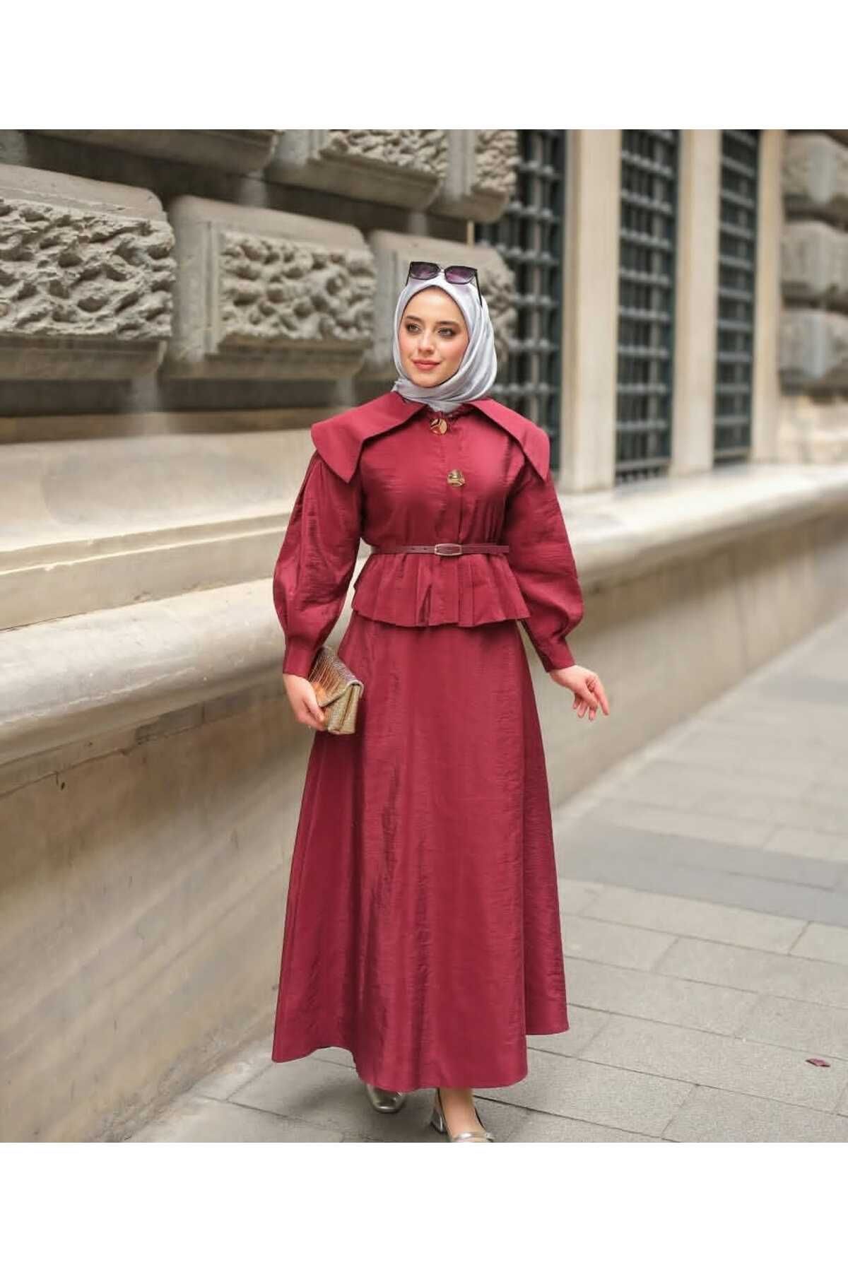 MODA VEDAT KADIN DÜĞME DETAYLI SOVA ETEKLİ TAKIM -0850
