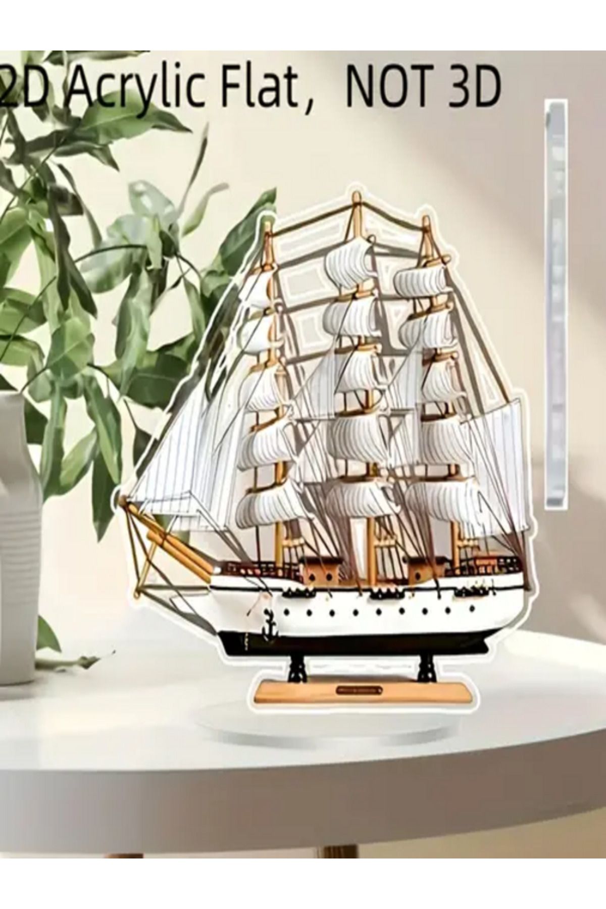 Handmade Bohem Kristal Yelkenli Gemi Modeli Akrilik Düz Okyanus Temalı Masaüstü Dekoru
