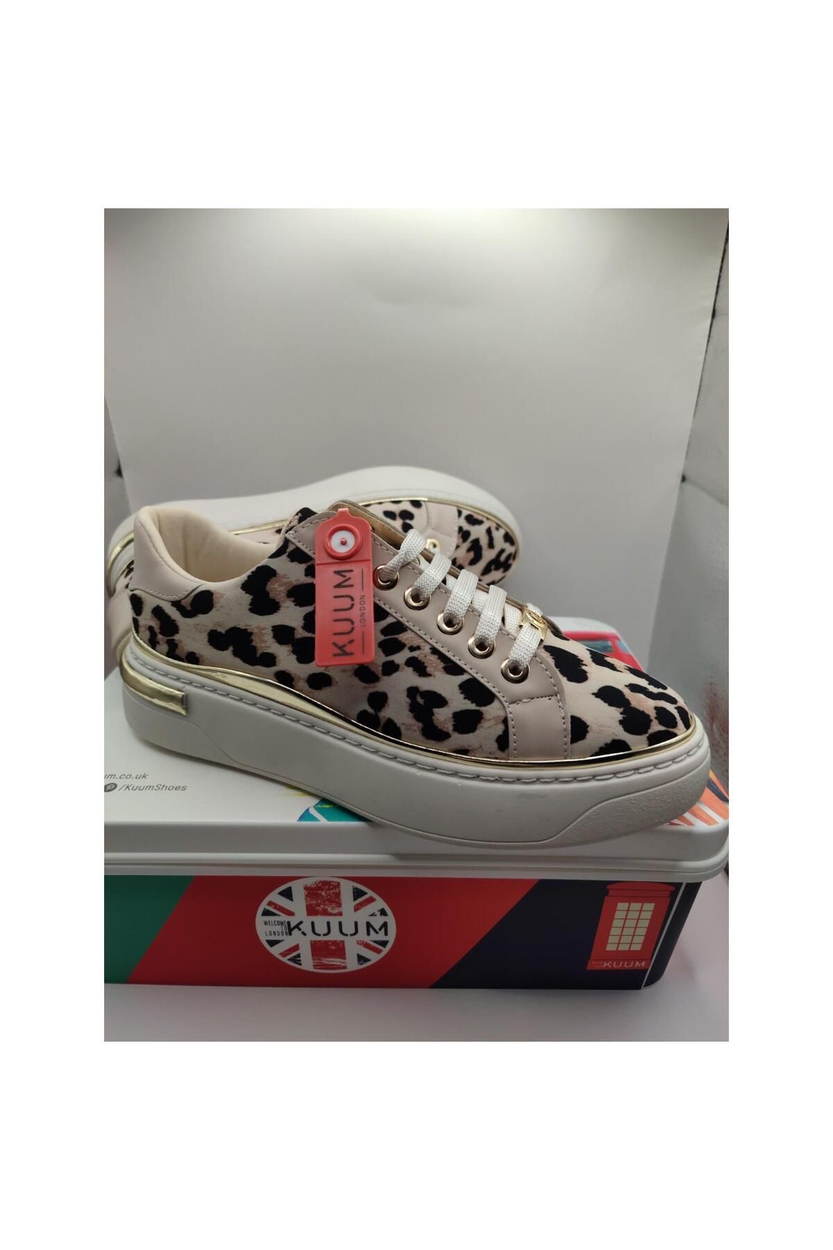KUUM LONDON Sneakers Kadın Ayakkabı Ortopedik Taban Leopar Desen