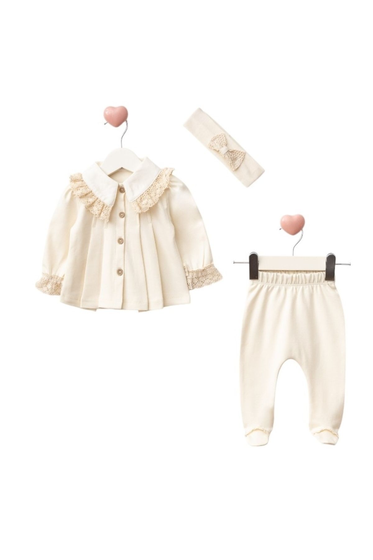 BETSY STUDIO 3lü Yenidoğan Kız Bebek Takım /Hastane Çıkışı 0-3 Ay