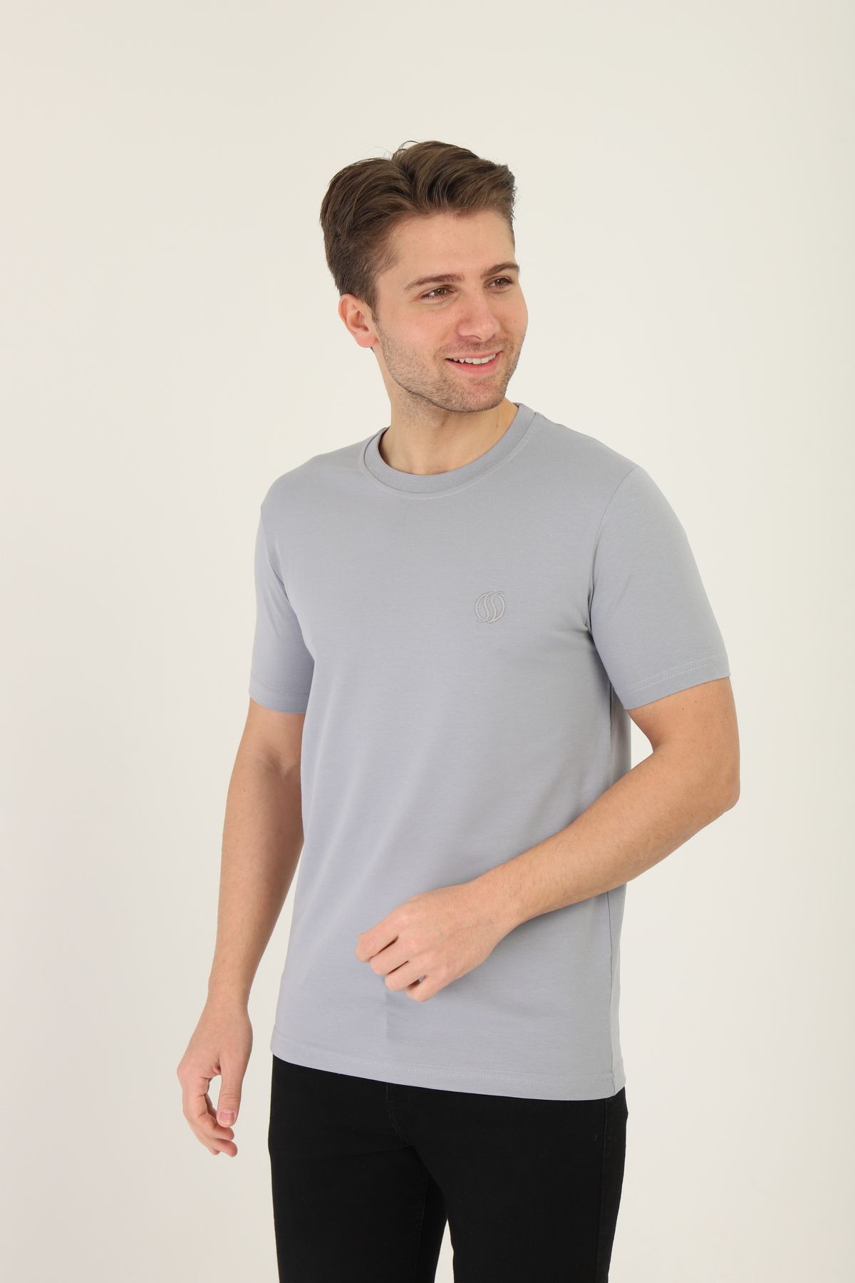 Mavi Soles Erkek Düz Bisiklet Yaka Esnep Pamuklu T-Shirt