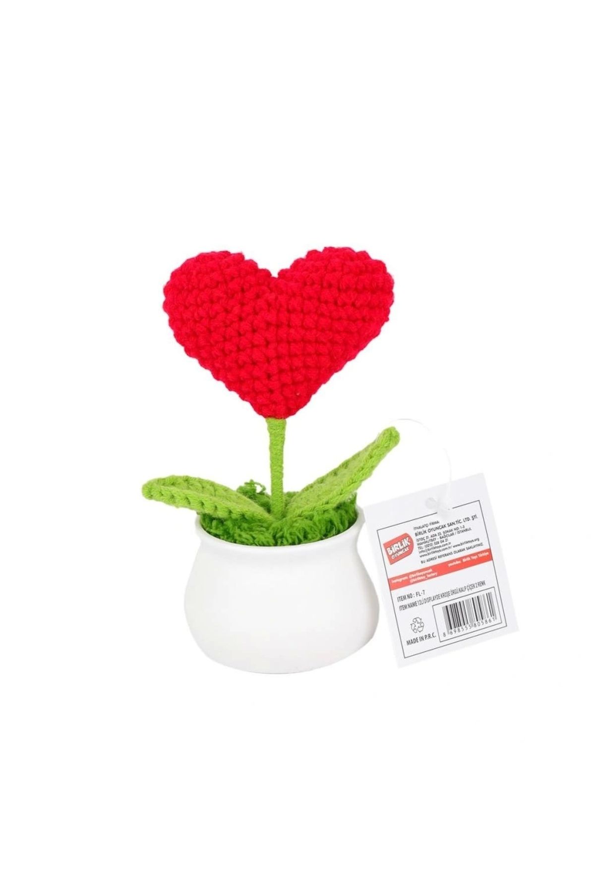 OurStyles FL-7 12Lİ Kroşe Örgü Saksıda Kalp -Birliktoys