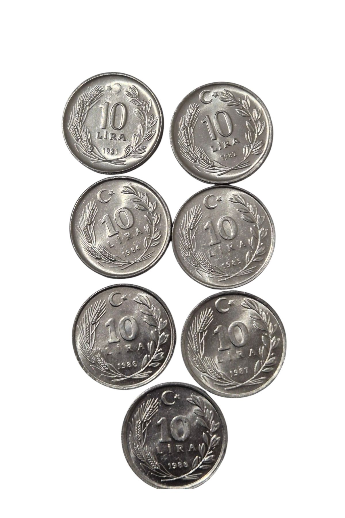 Koleksiyon 1981-82-84-85-86-87-88 YILI 10 LİRA ÇİL