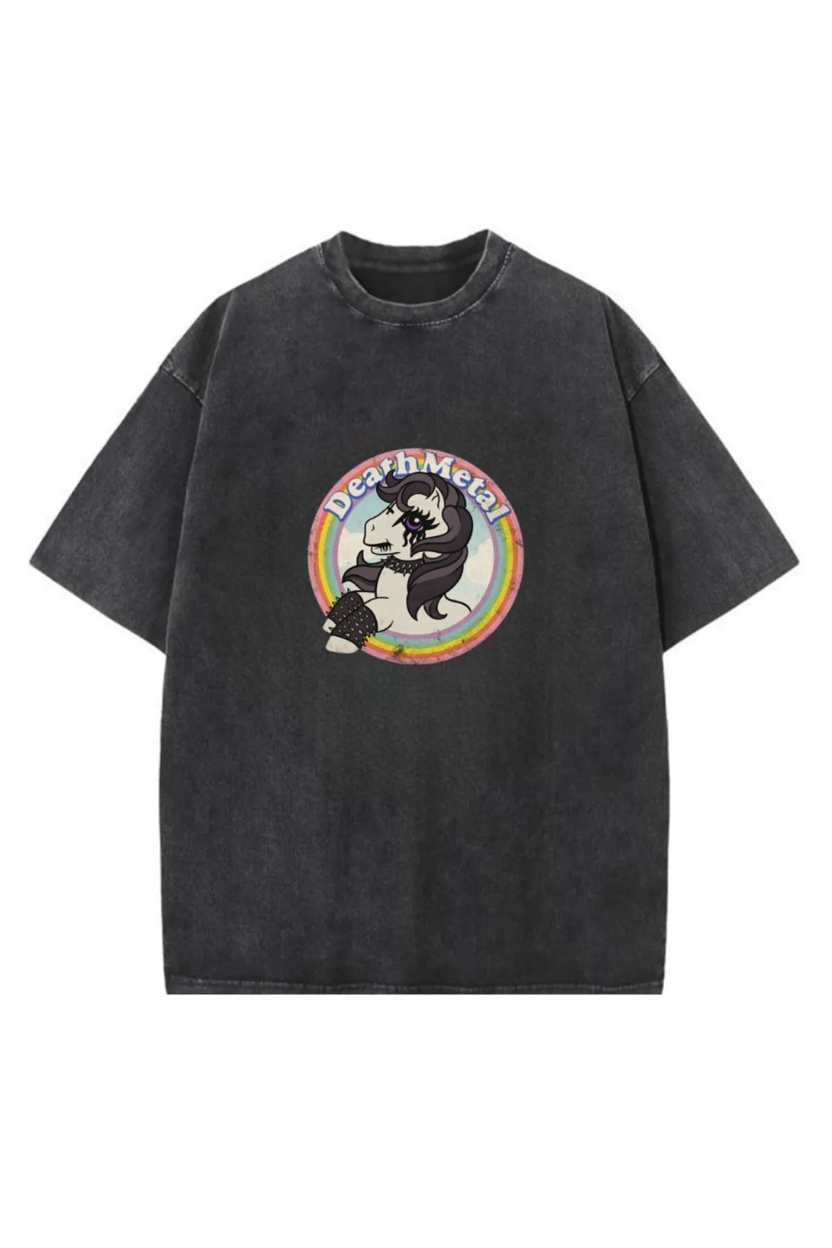 1blood Death Metal Yıkamalı Vintage Unisex Oversize T-Shirt