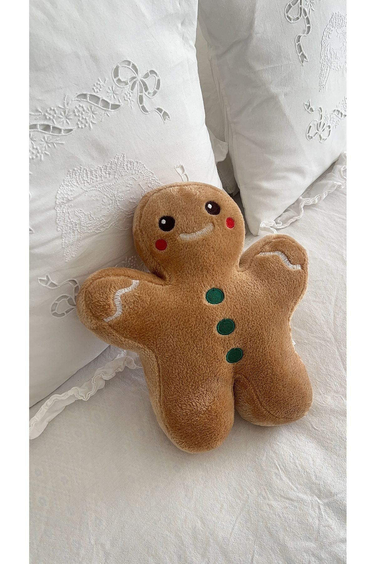 MR.Frenks Çocuk Sevimli Kurabiye Adam Oyun&Uyku Arkadaşı Peluş Yastık Kahve 27 cm