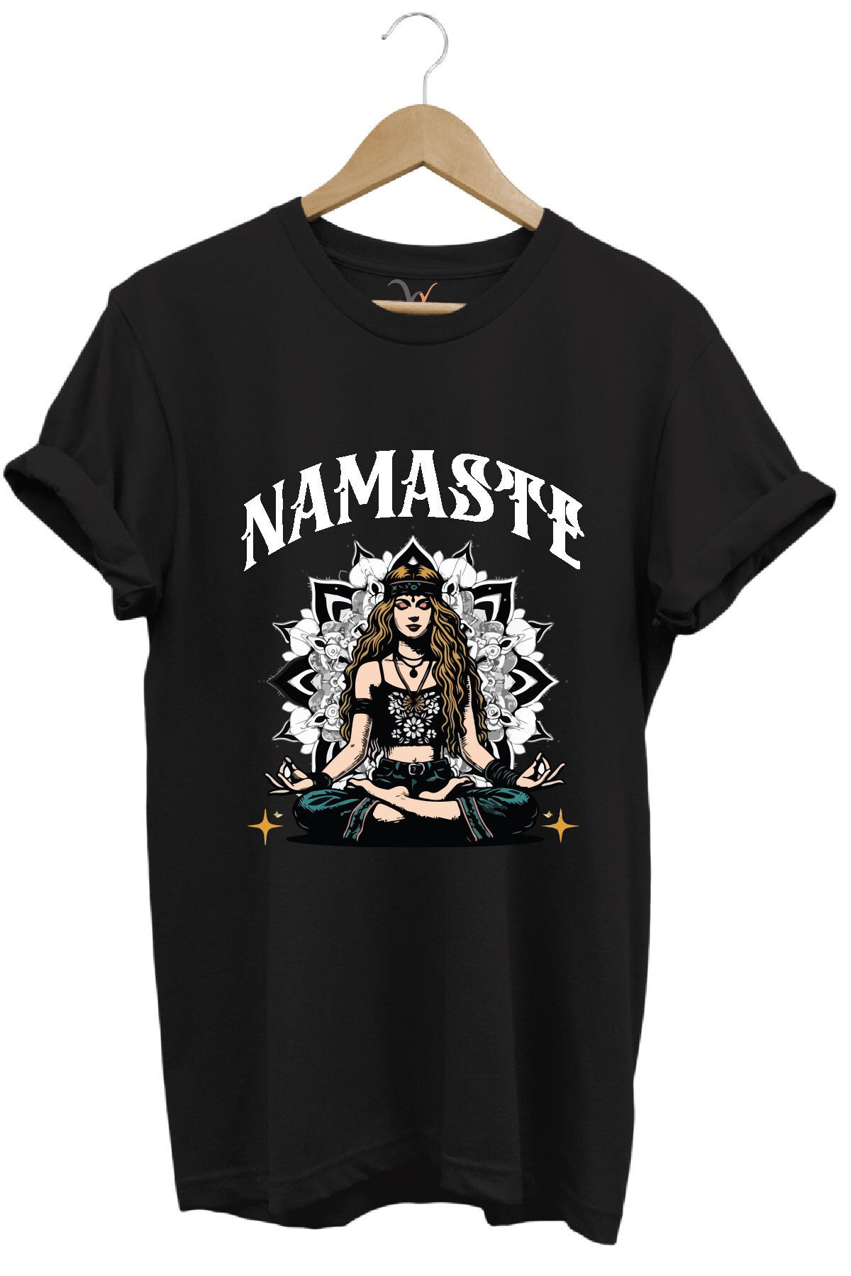 onsrawear Namaste Yoga Meditasyon Desenli Unisex %100 Pamuk Basic T-shirt