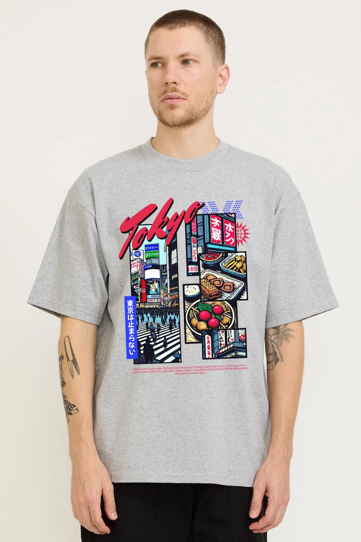 MODA Tokyo Japan Japonya Baskılı Oversize Kalıp Grimelanj Bol Kesim Erkek Tişört