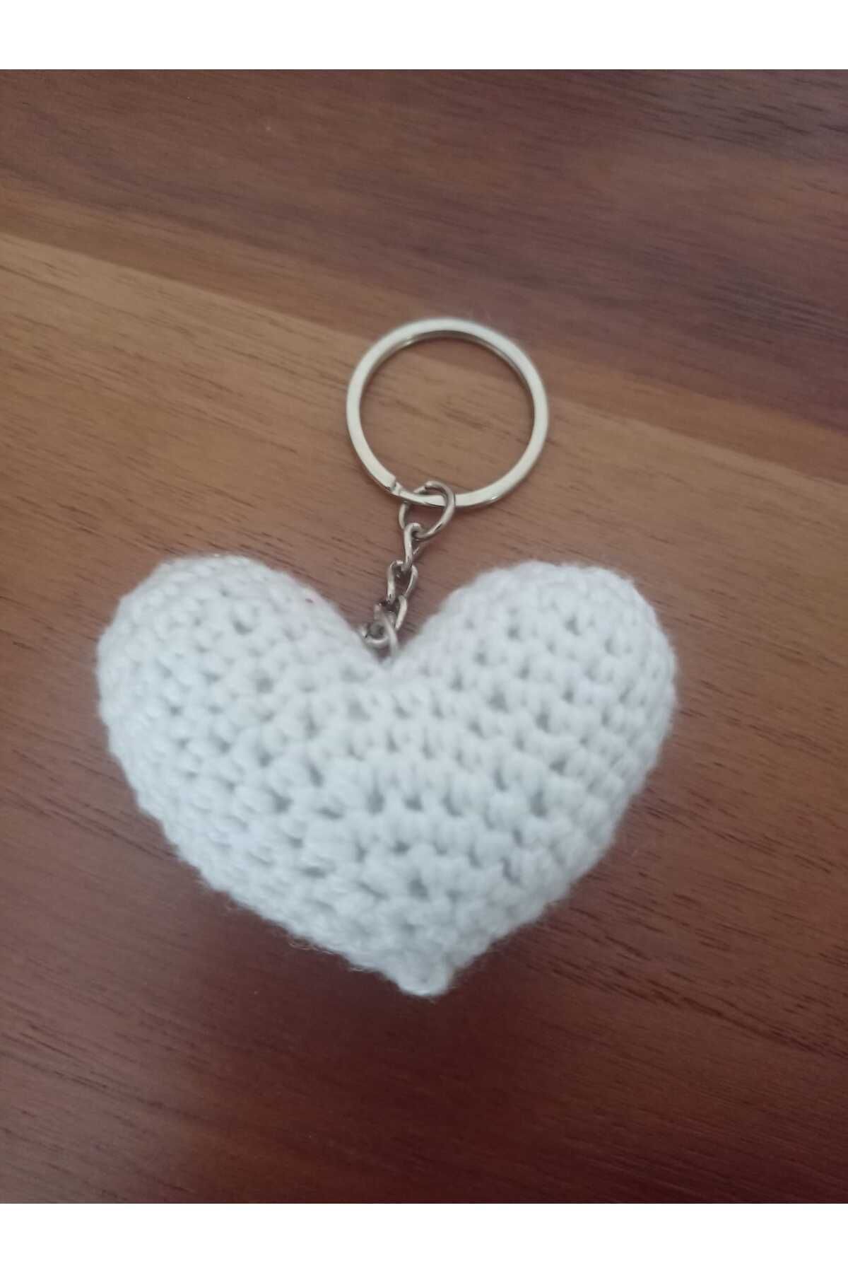 EBAdizayn Amigurumi Beyaz Kalpli Anahtarlık