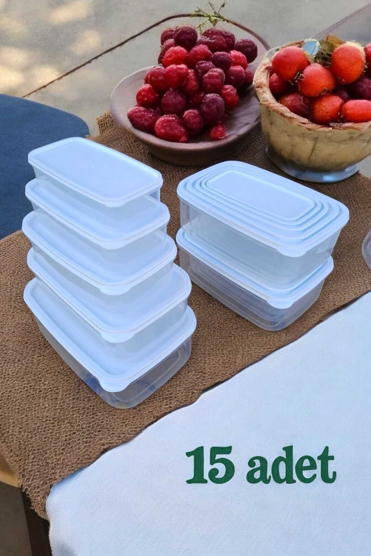 SWENCRAFT WEST HOME LÜX 15 Adet Erzak Saklama Kutusu Dipfrize Ve Mikrodalgaya Girebilen Dikdörtgen Gıda Kabı